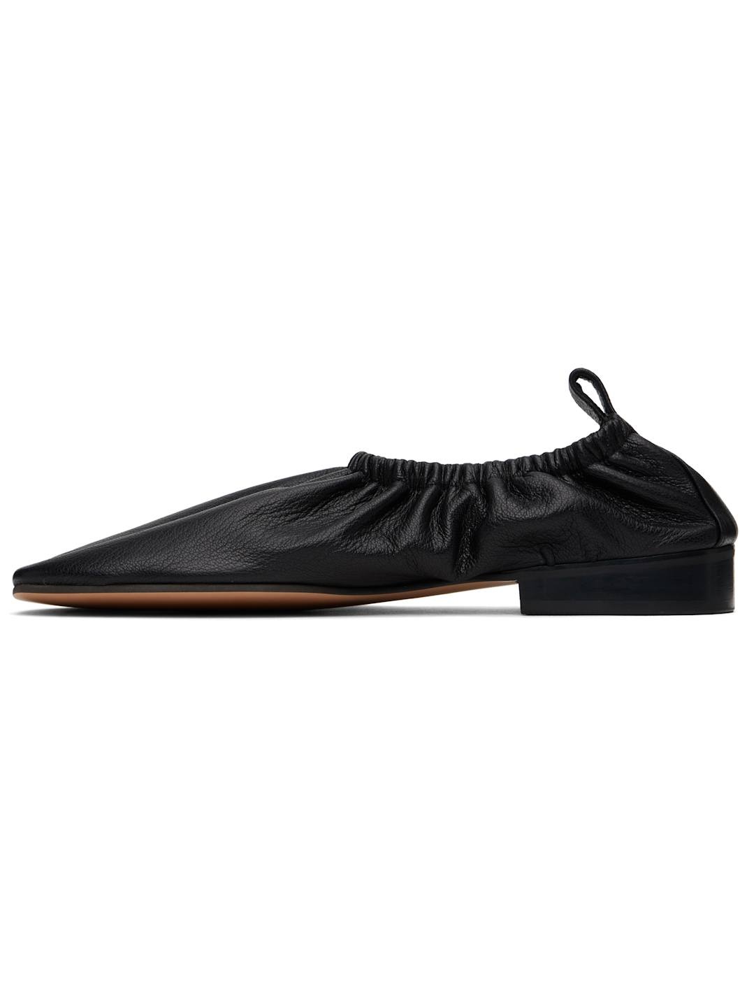 Black Gathered Slip-on Loafers - 3