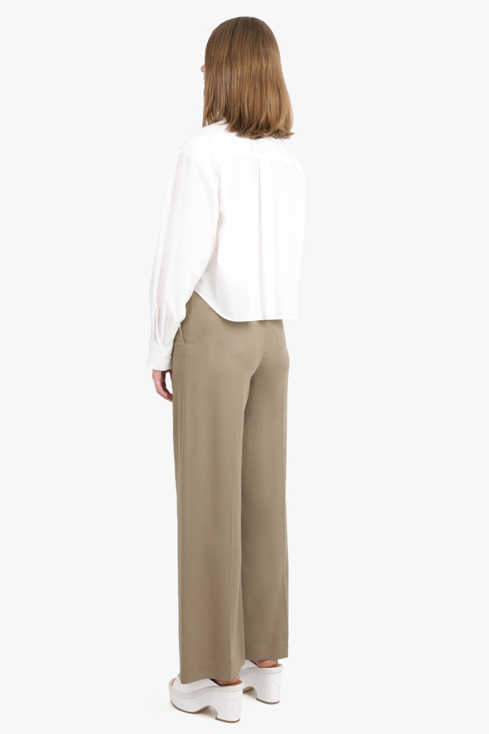 CROPPED L/S ATTACHED PANEL SHIRT | OFF WHITE/ECRU - 3