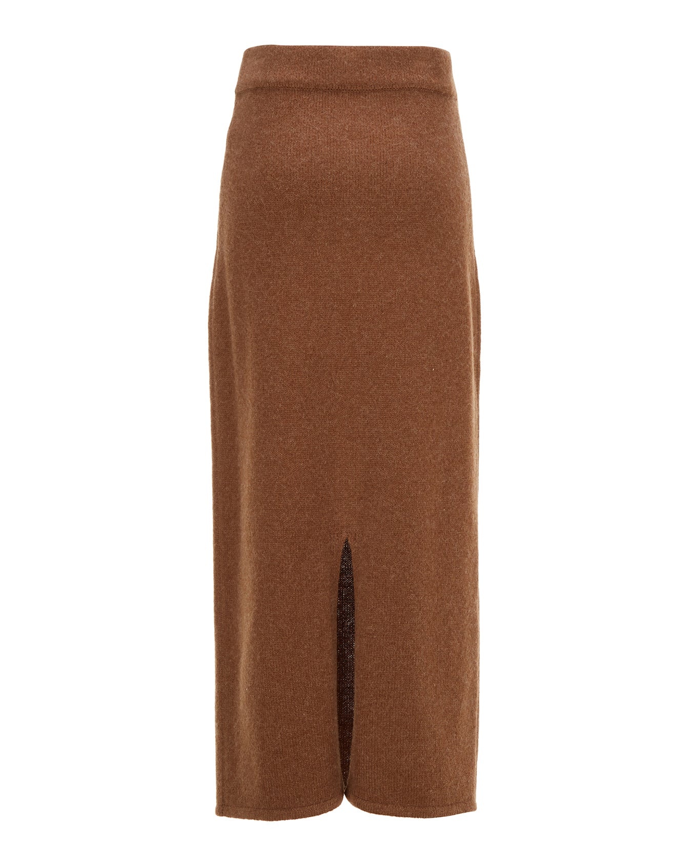 Alpaca Blend Long Skirt - Brown - 5