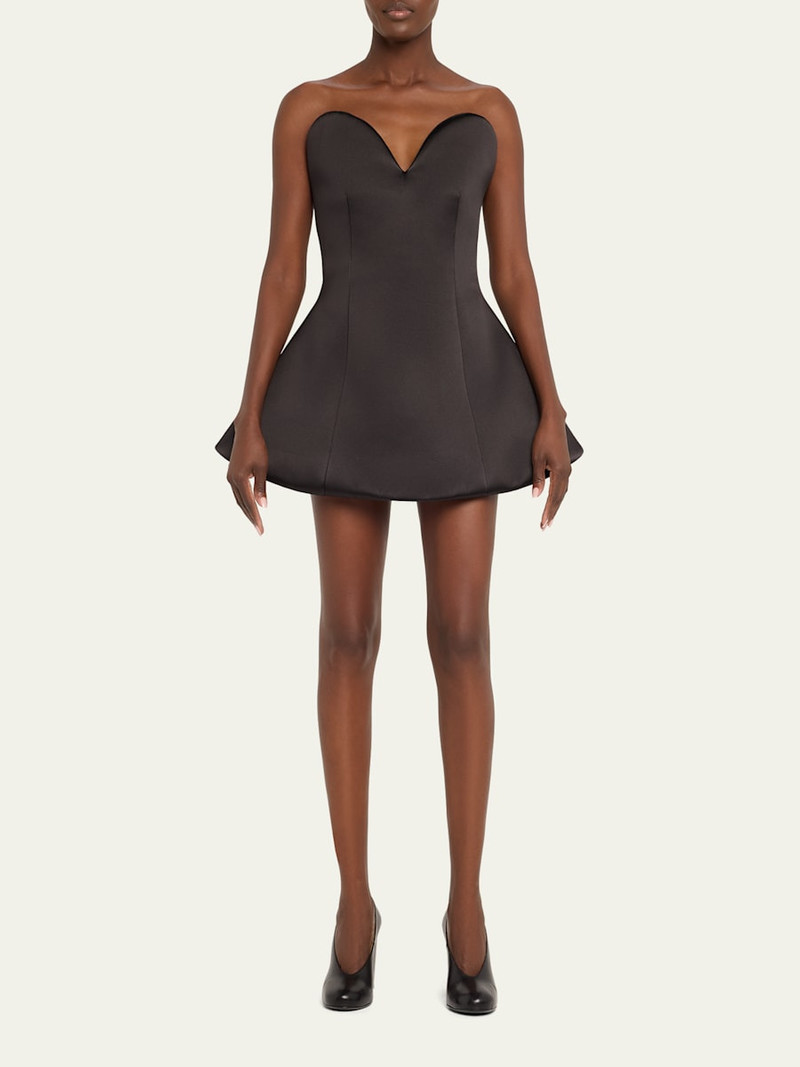 Marc Jacobs Strapless Satin Sculptural Mini Flared Dress outlook