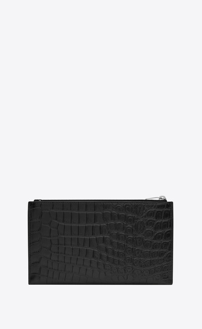 SAINT LAURENT bill pouch in matte crocodile embossed leather outlook