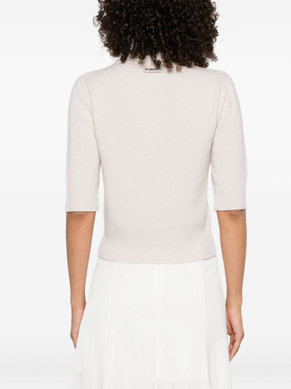embellished polo-neck top - 4