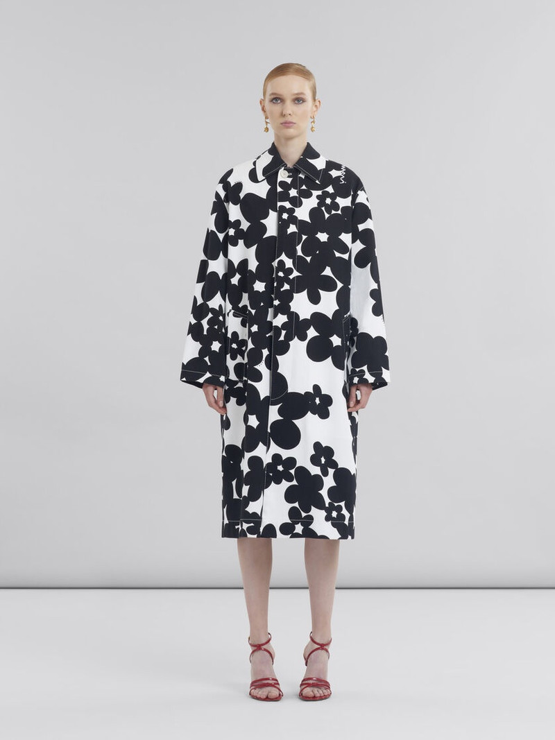 Marni COTTON DUSTER COAT WITH BLACK AND WHITE DILLIES PRINT outlook