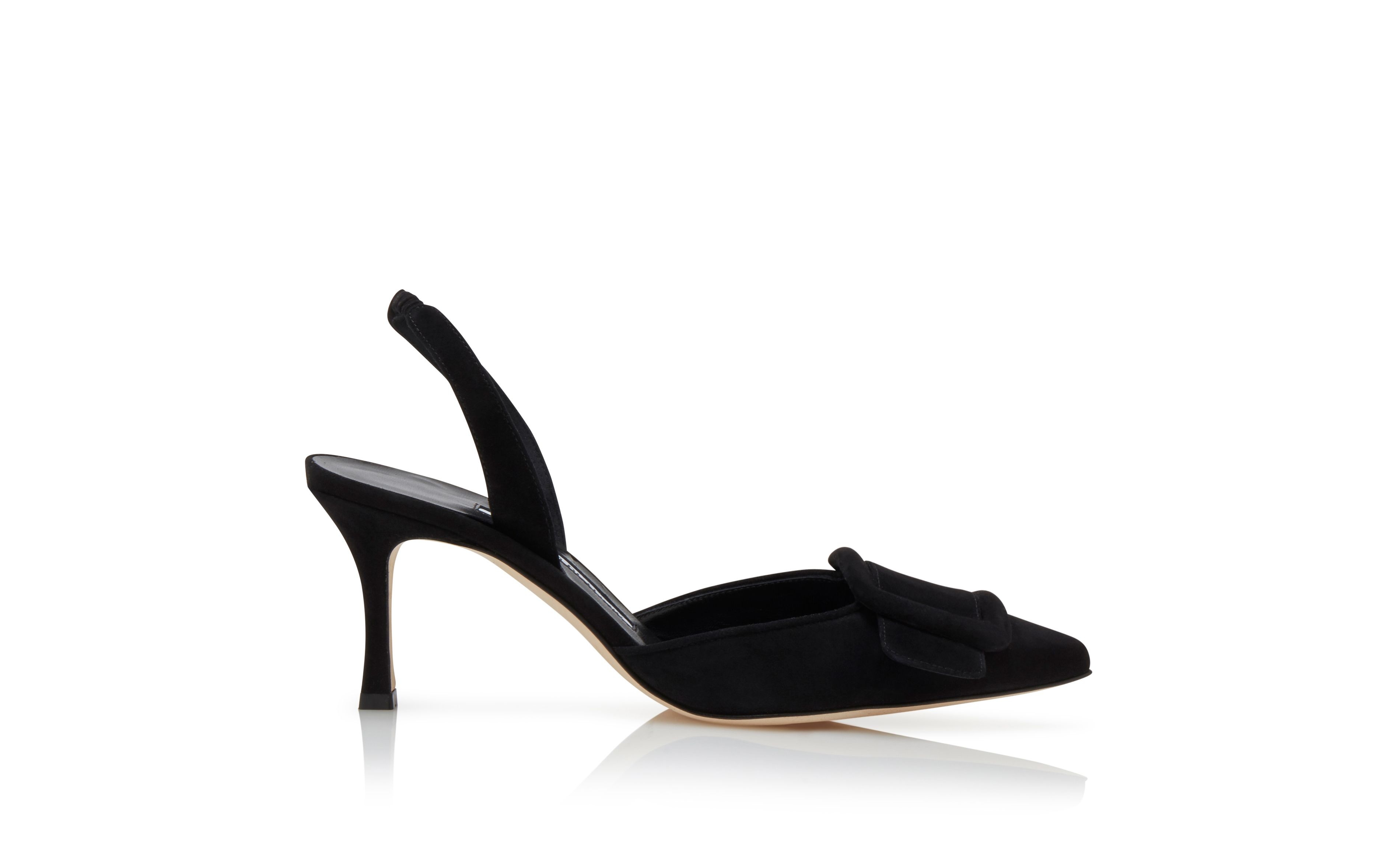 Black Suede Slingback Pumps - 1