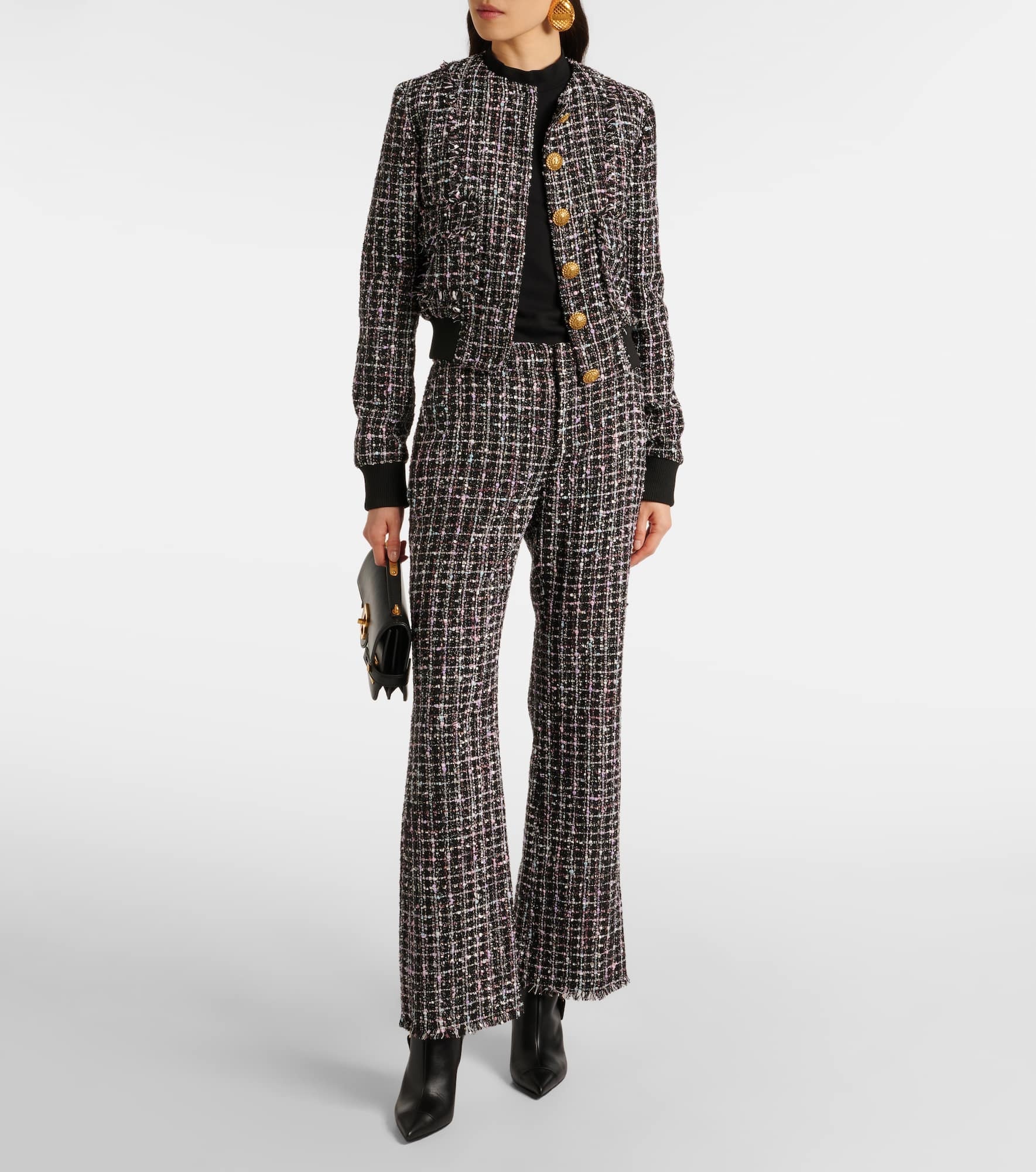 High-rise tweed flared pants - 2