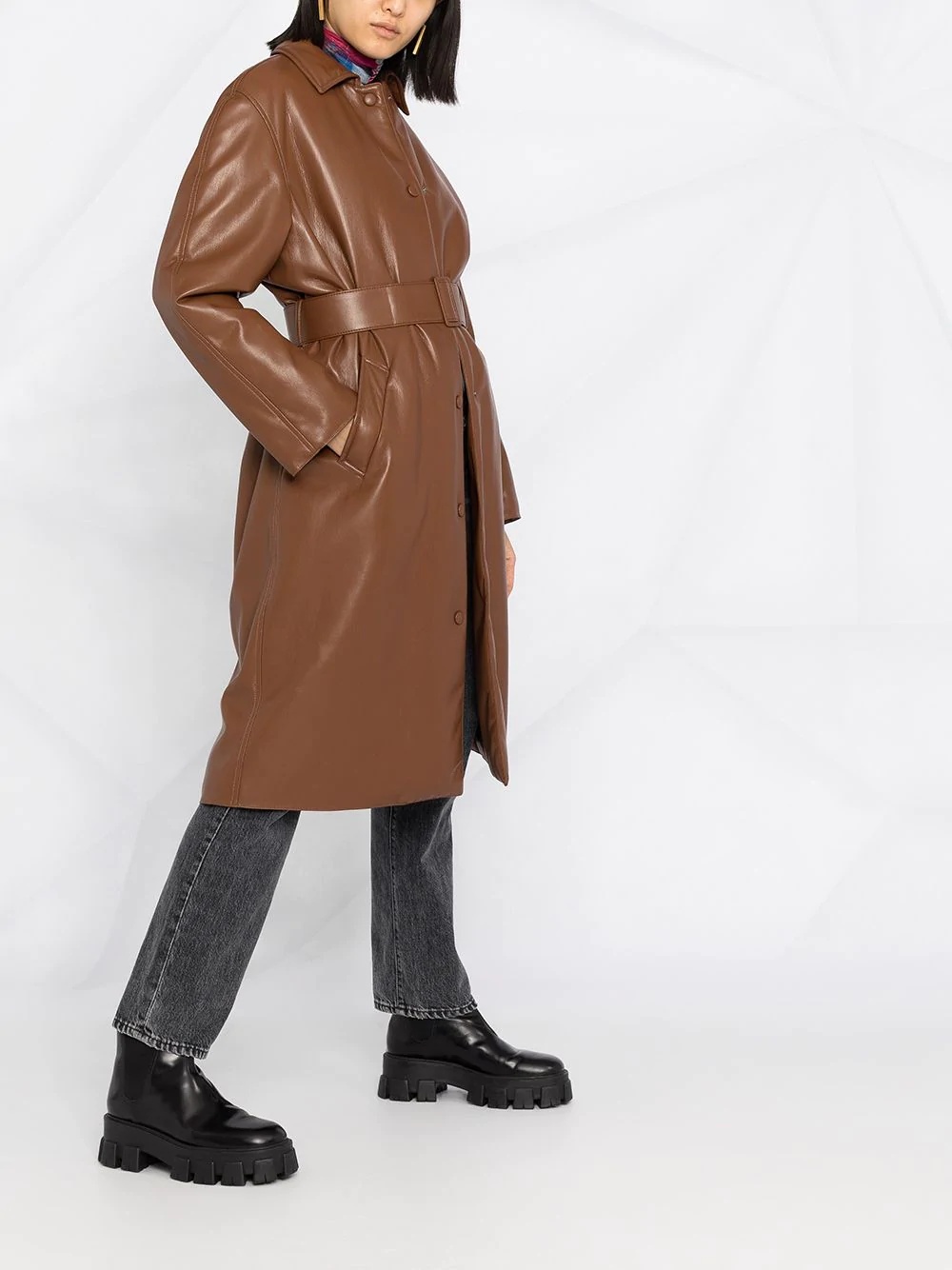 belted single-breasted coat - 6