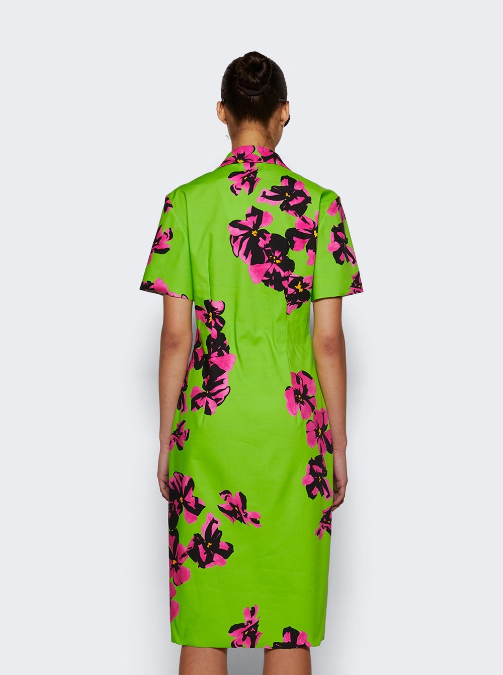 Poplin And Jersey Dress Apple Green And Pink - 5