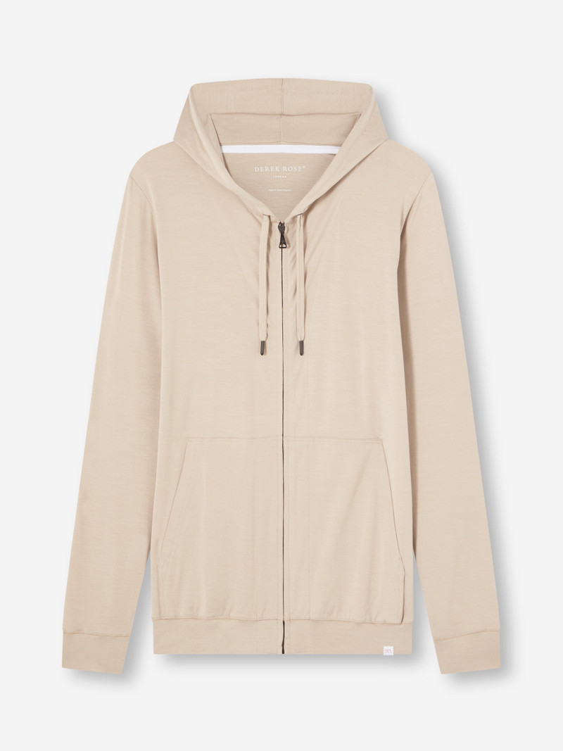 Derek Rose Men's Hoodie Basel Micro Modal Stretch Light Stone outlook