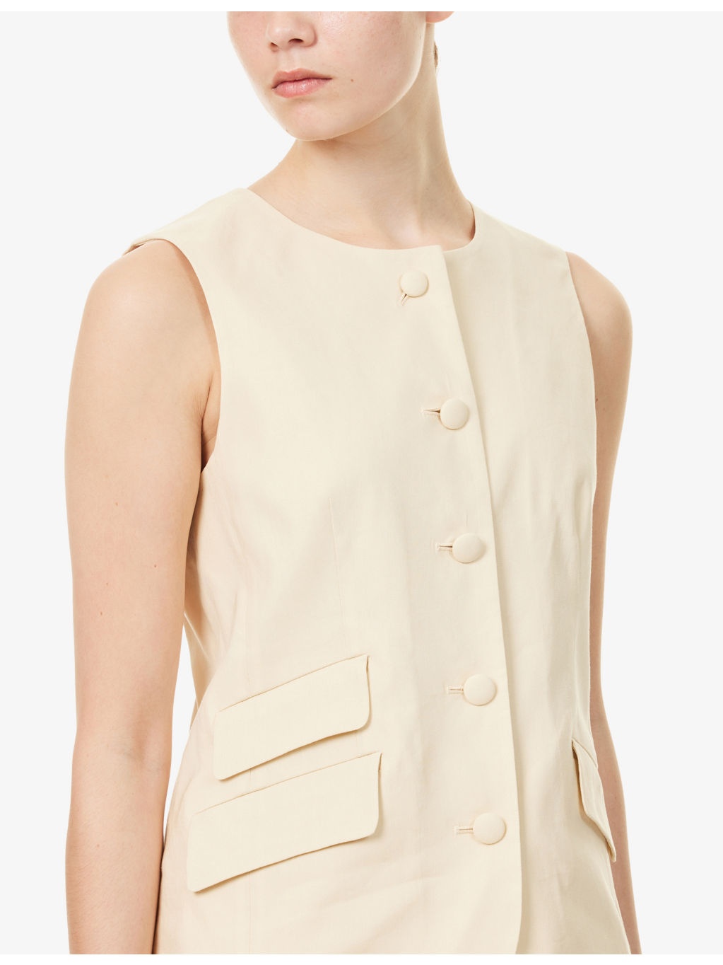 Slade Flap-Pocket Linen-Blend Vest - 5