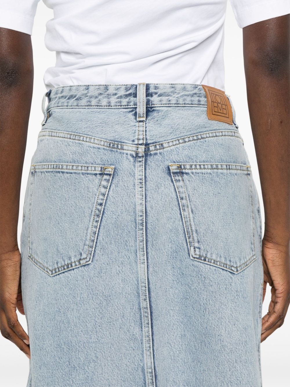 organic cotton denim midi skirt - 5