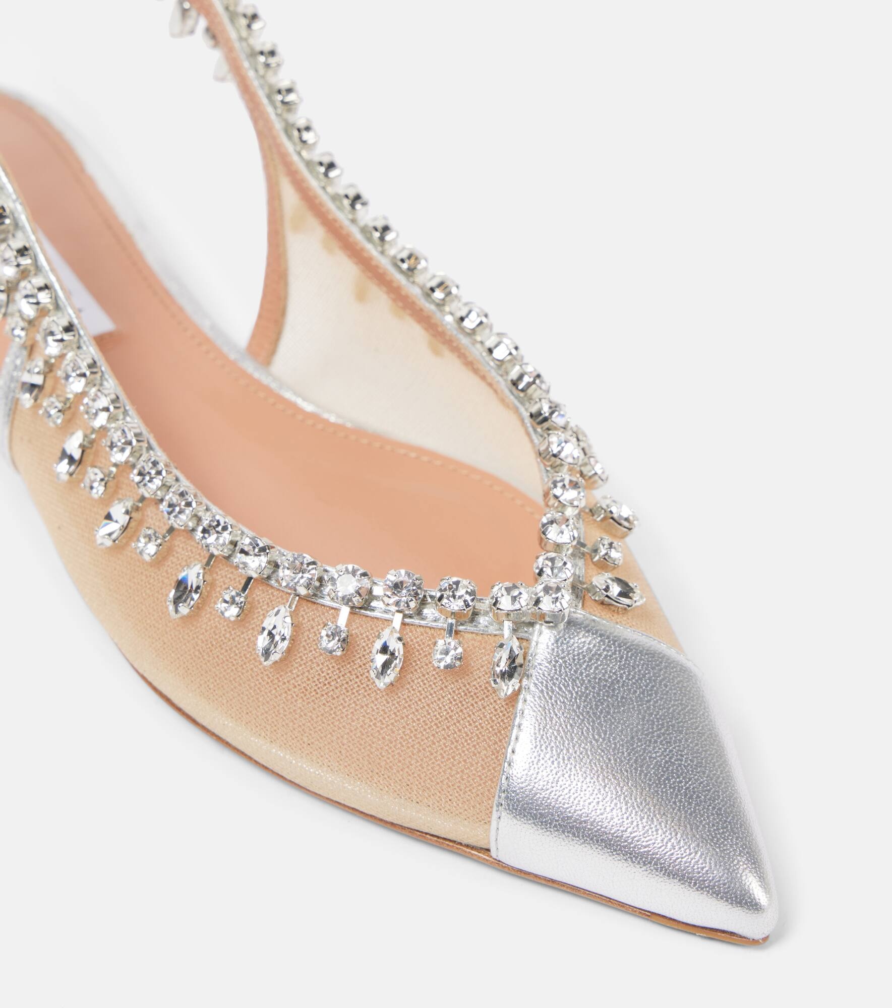 Temptation Crystal mesh slingback flats - 5