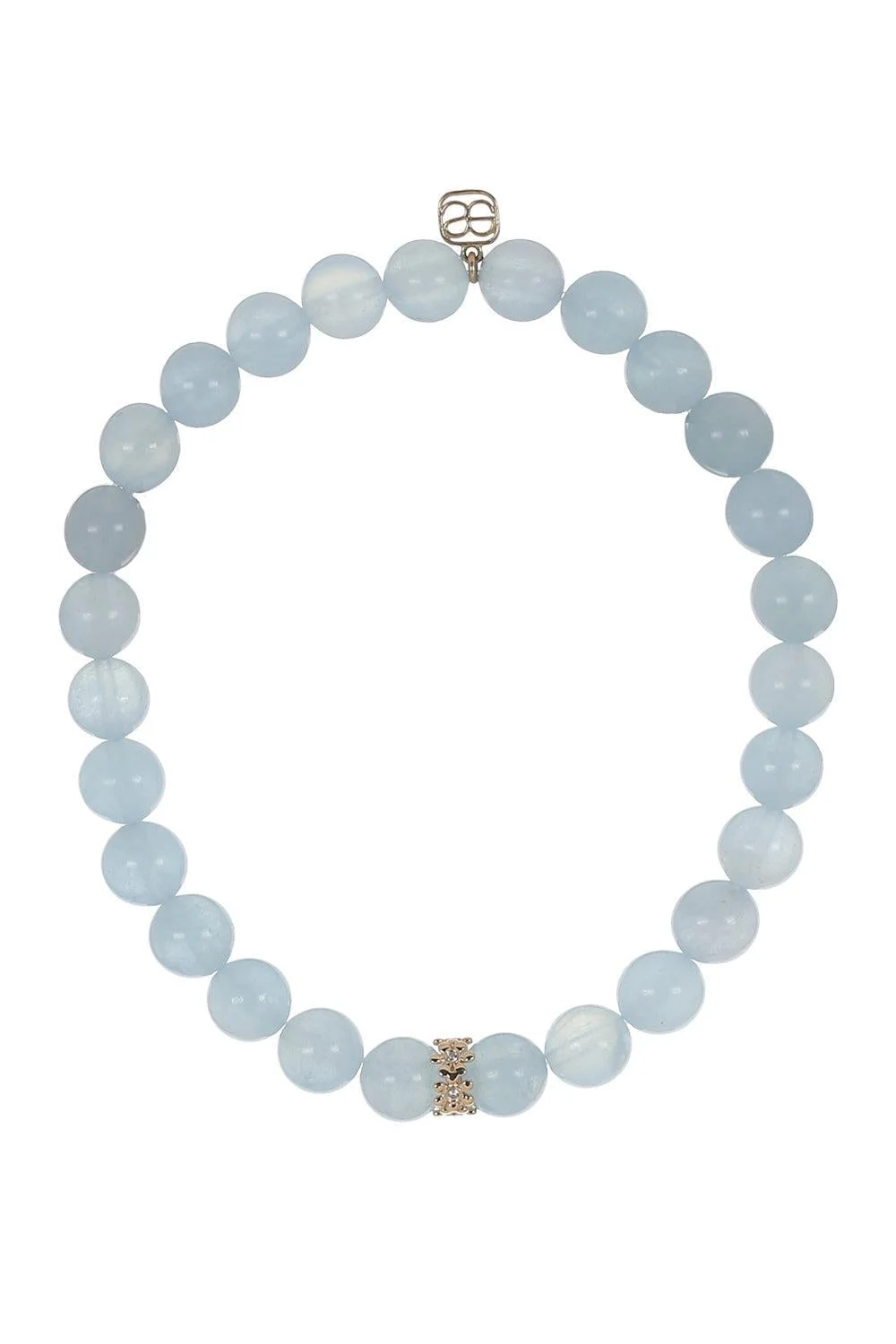 Aquamarine Daisy Rondelle Beaded Bracelet - 1
