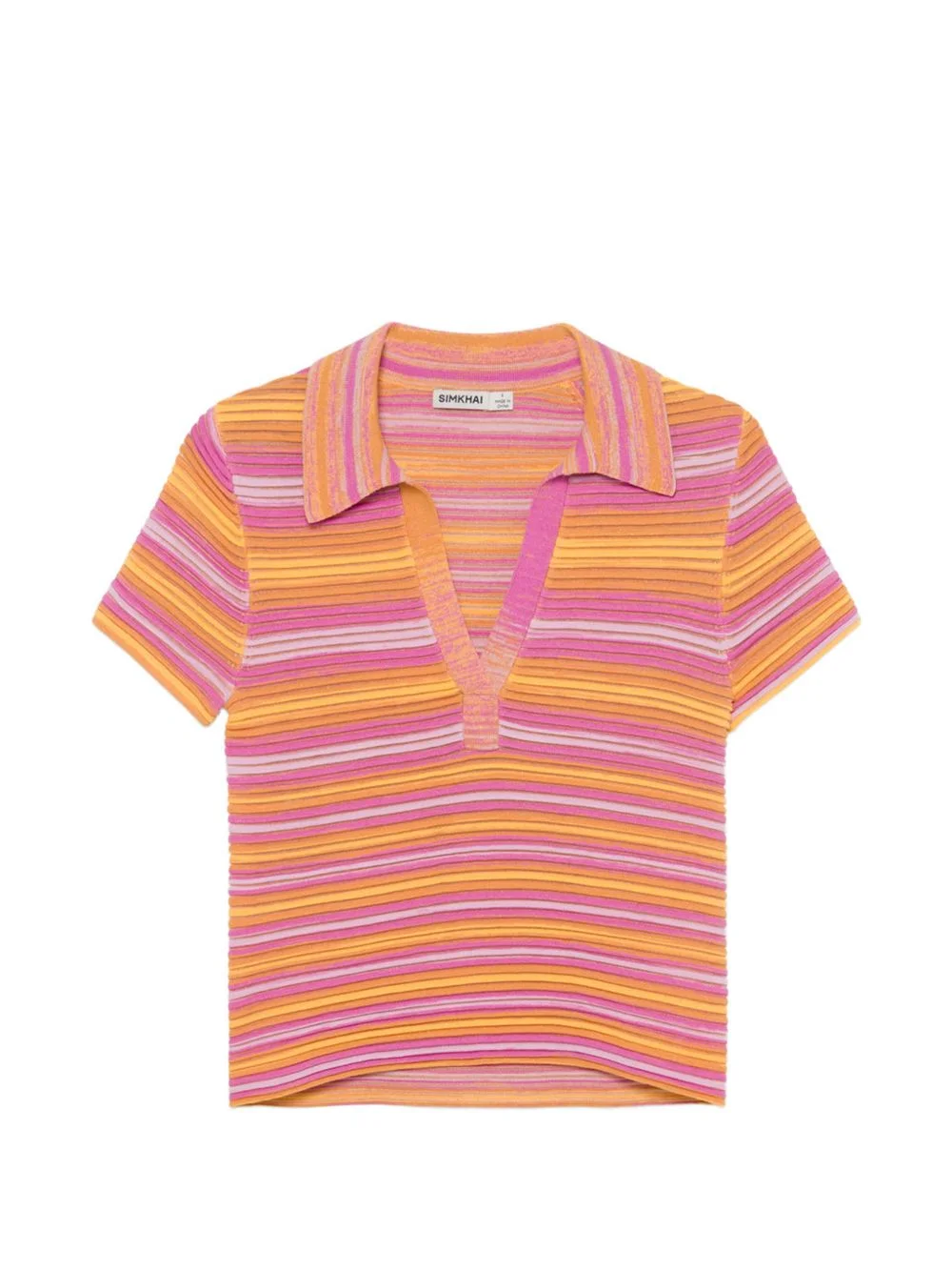 knitted striped polo top - 1