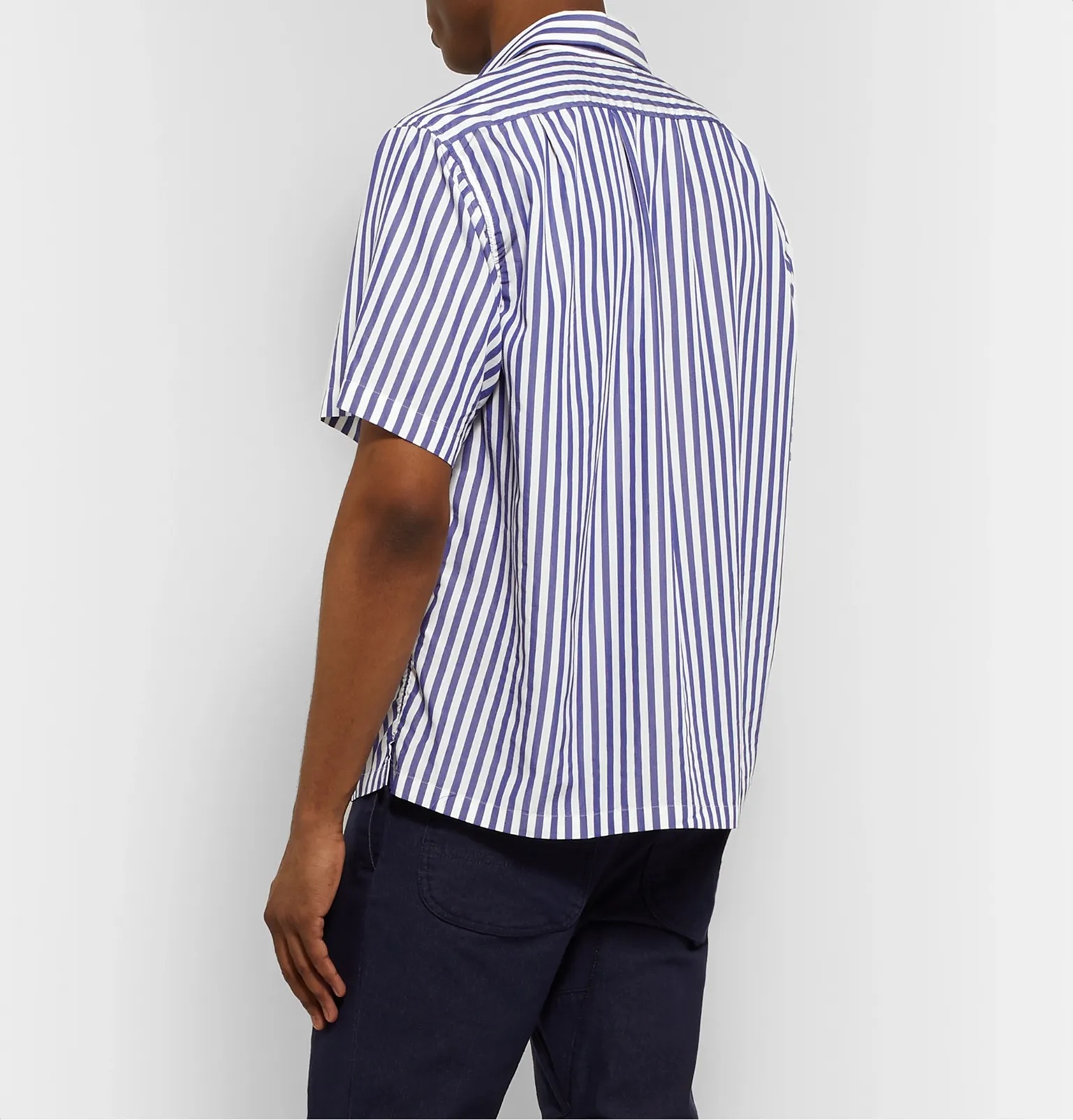 Camp-Collar Striped Matte-Satin Shirt - 3