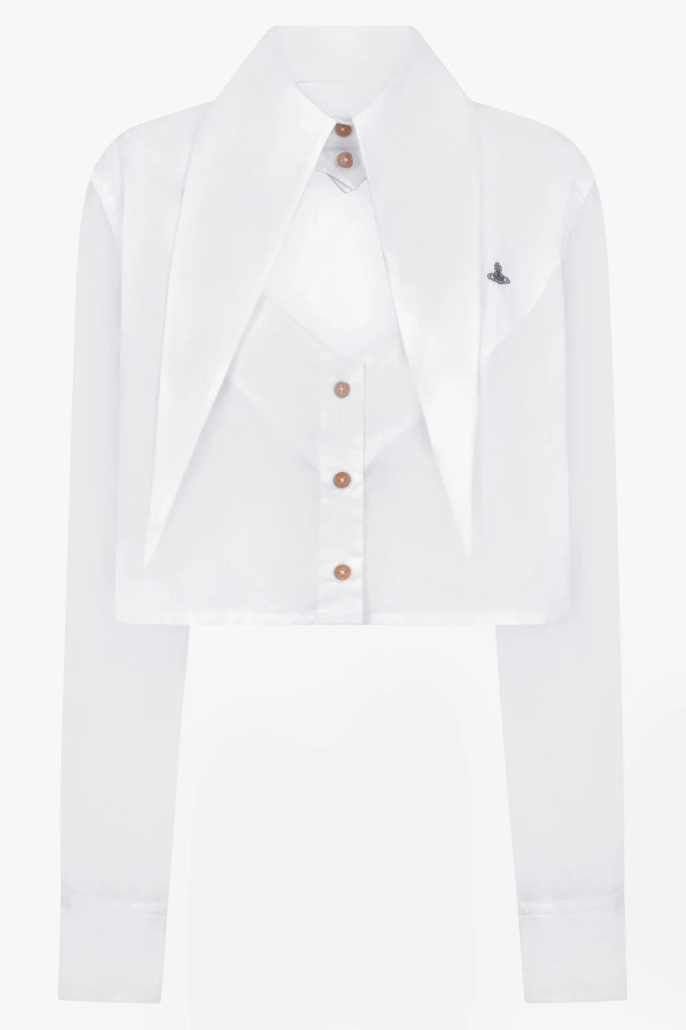 CUT OFF HEART CROP SHIRT | WHITE - 1