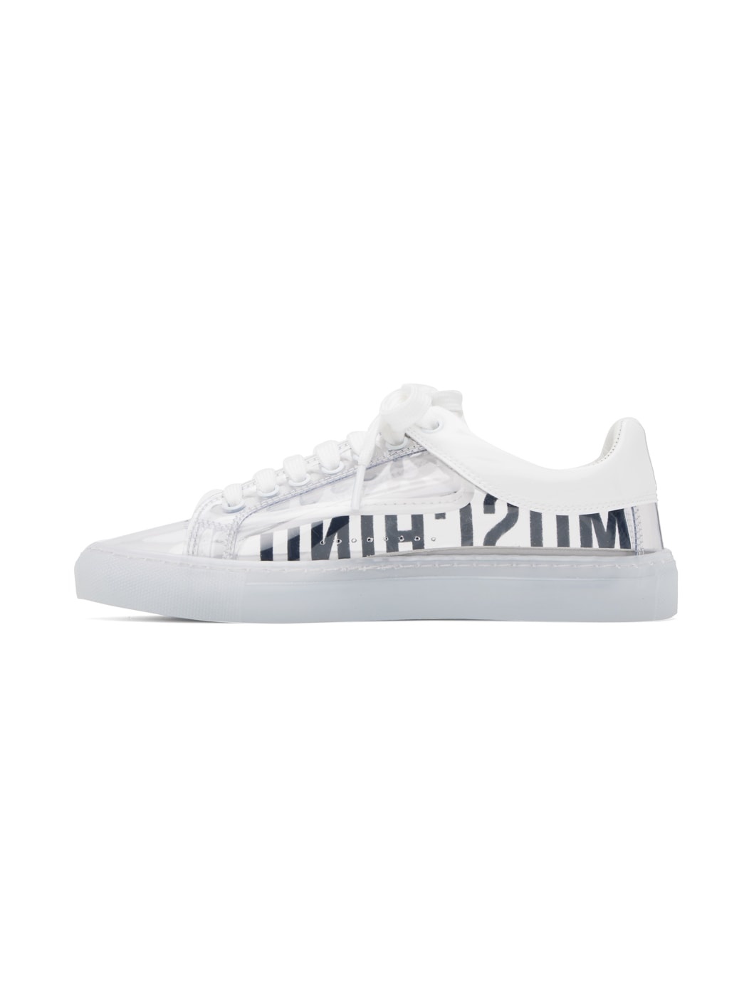 Moschino Transparent Logo Sneakers | ssense | REVERSIBLE
