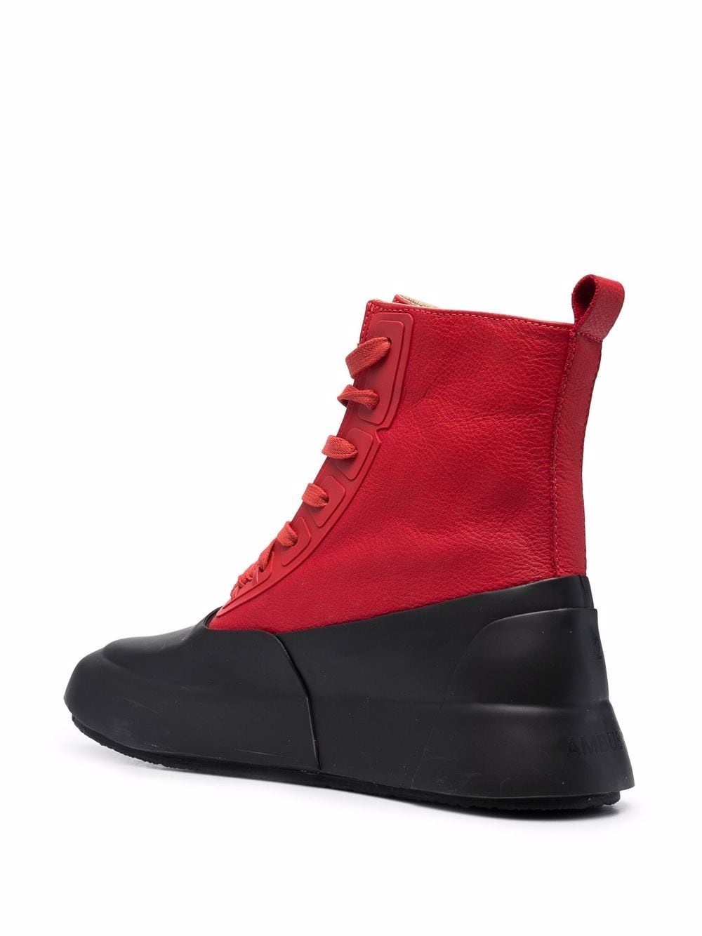 LEATHER MIX HI-TOP SNEAKER RED BLACK - 3