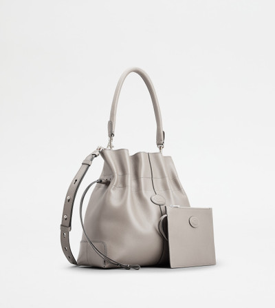 Tod's TOD'S DI BAG BUCKET BAG IN LEATHER SMALL WITH DRAWSTRING - GREY outlook