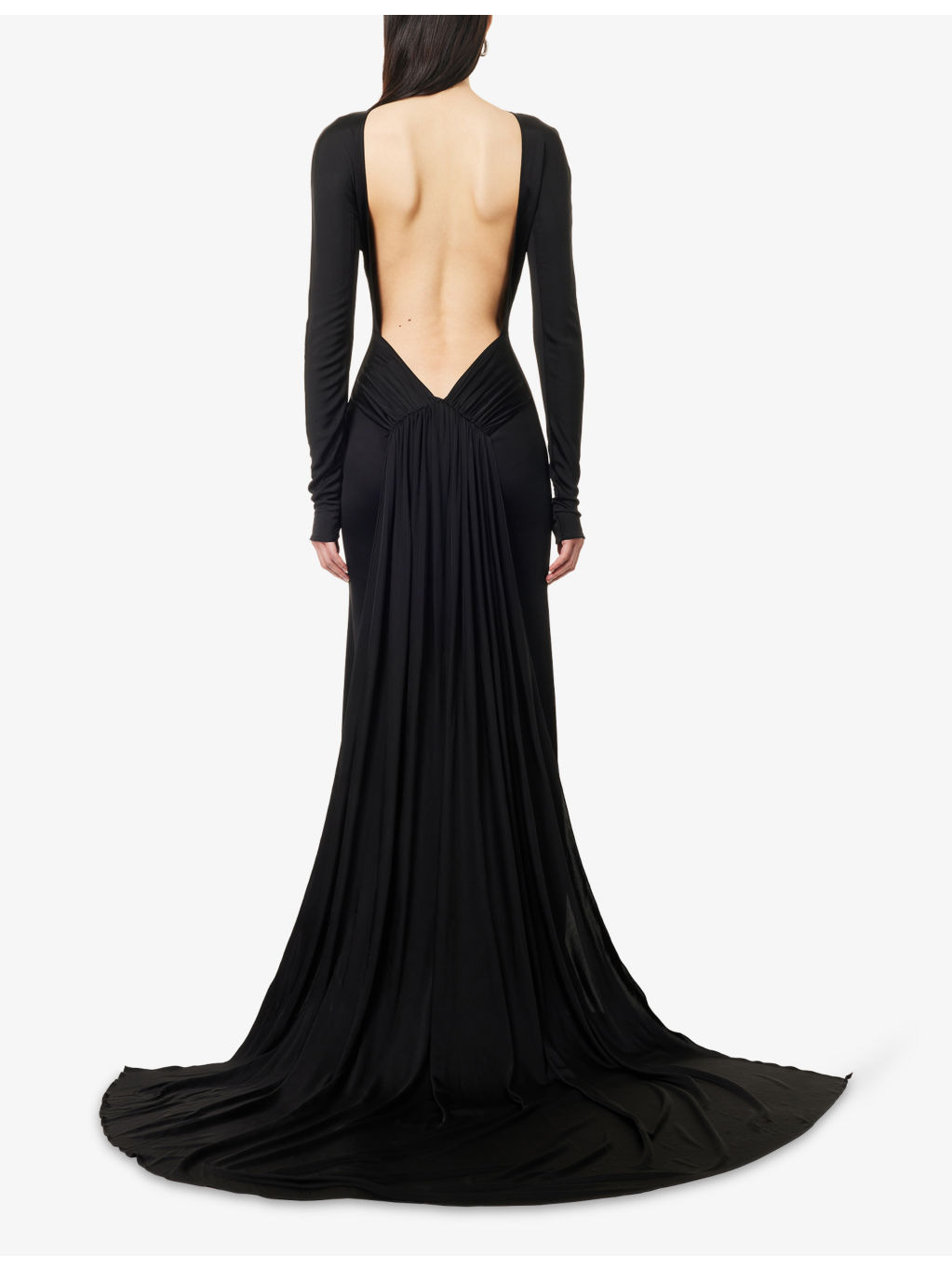 Open-Back Gathered Woven Gown - 4