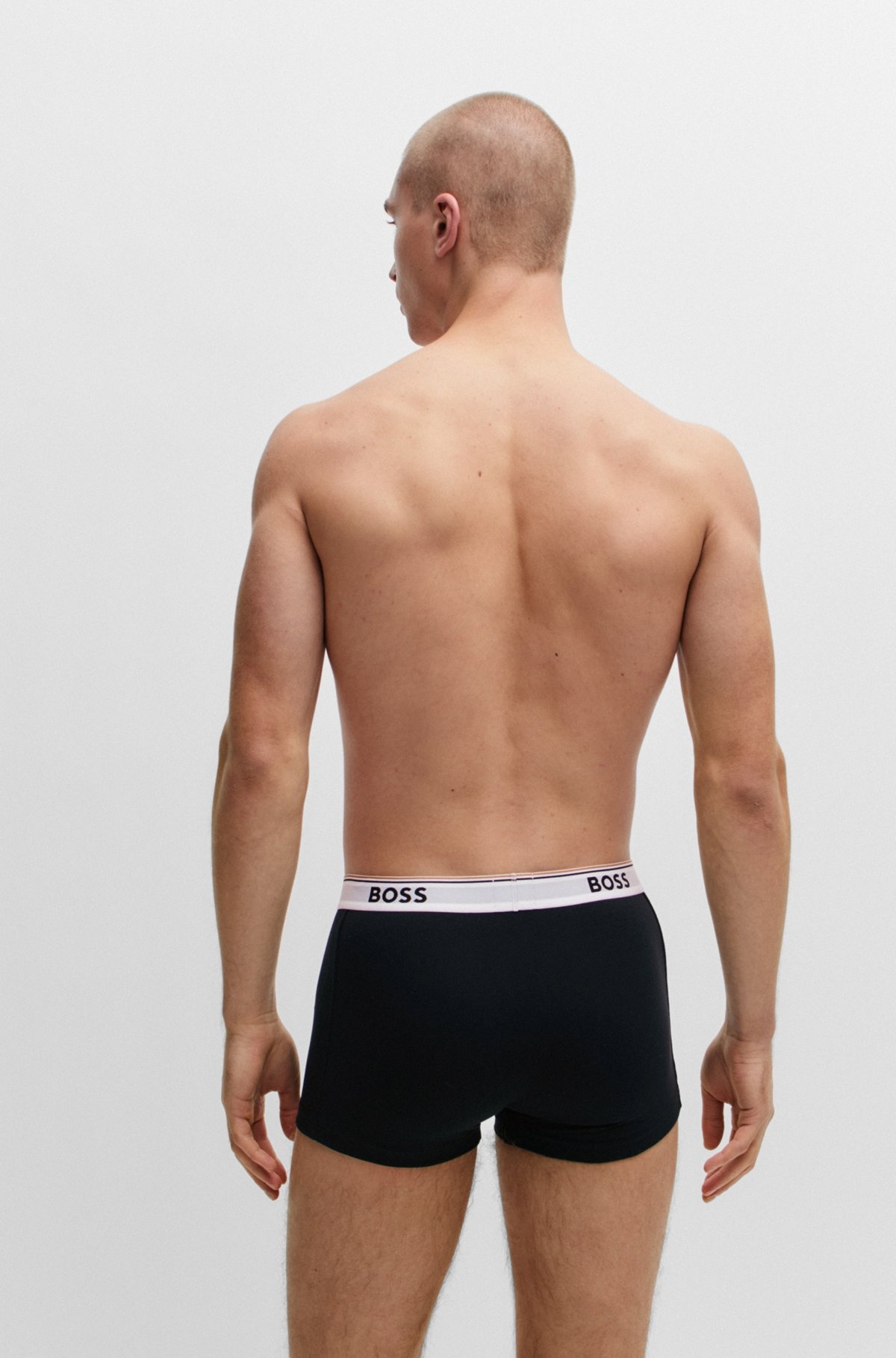 THREE-PACK OF STRETCH-COTTON TRUNKS WITH LOGO WAISTBANDS - 3