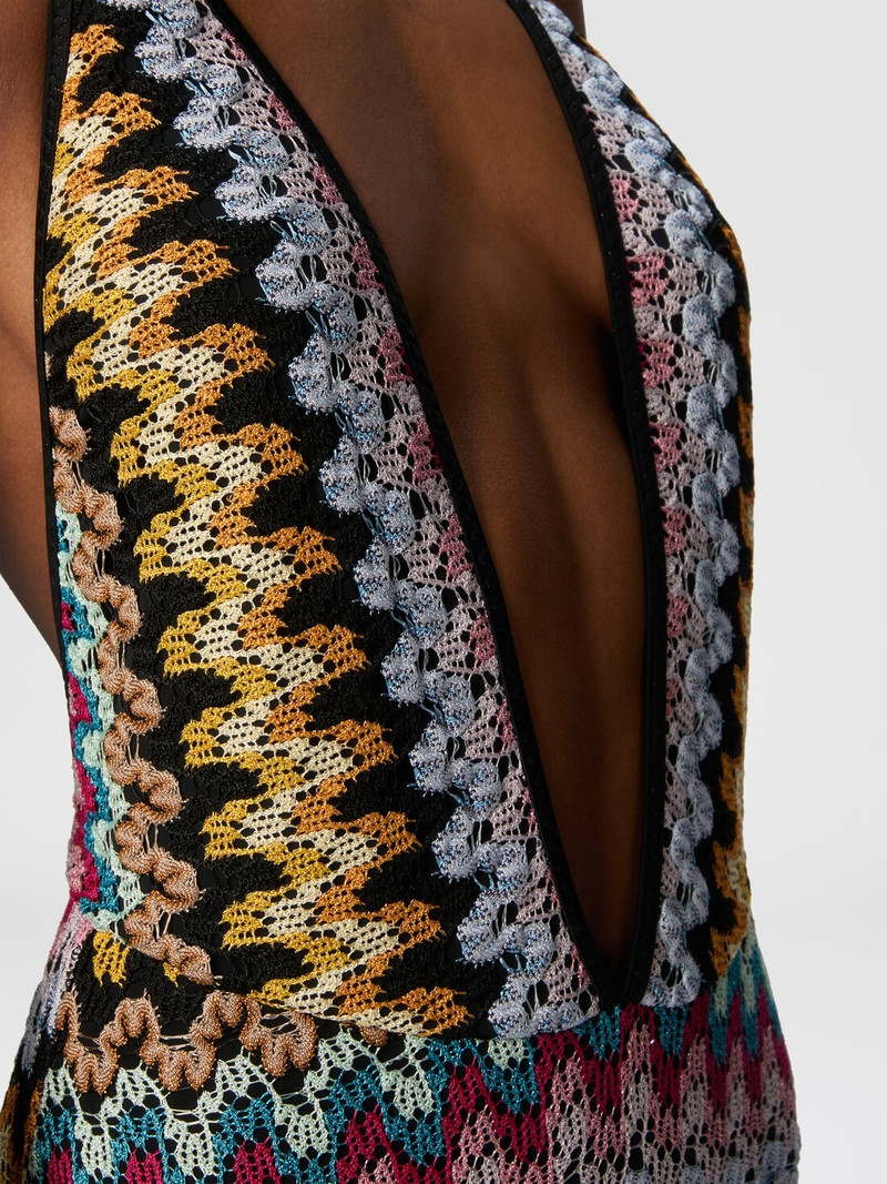 One-piece swimsuit in lamé viscose lace 5