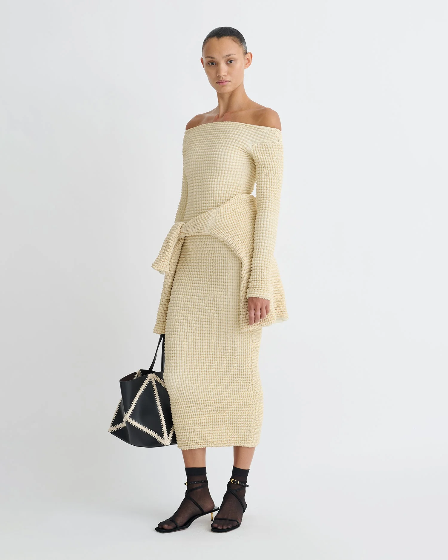 Ruched Glass Poplin Long Dress - 1