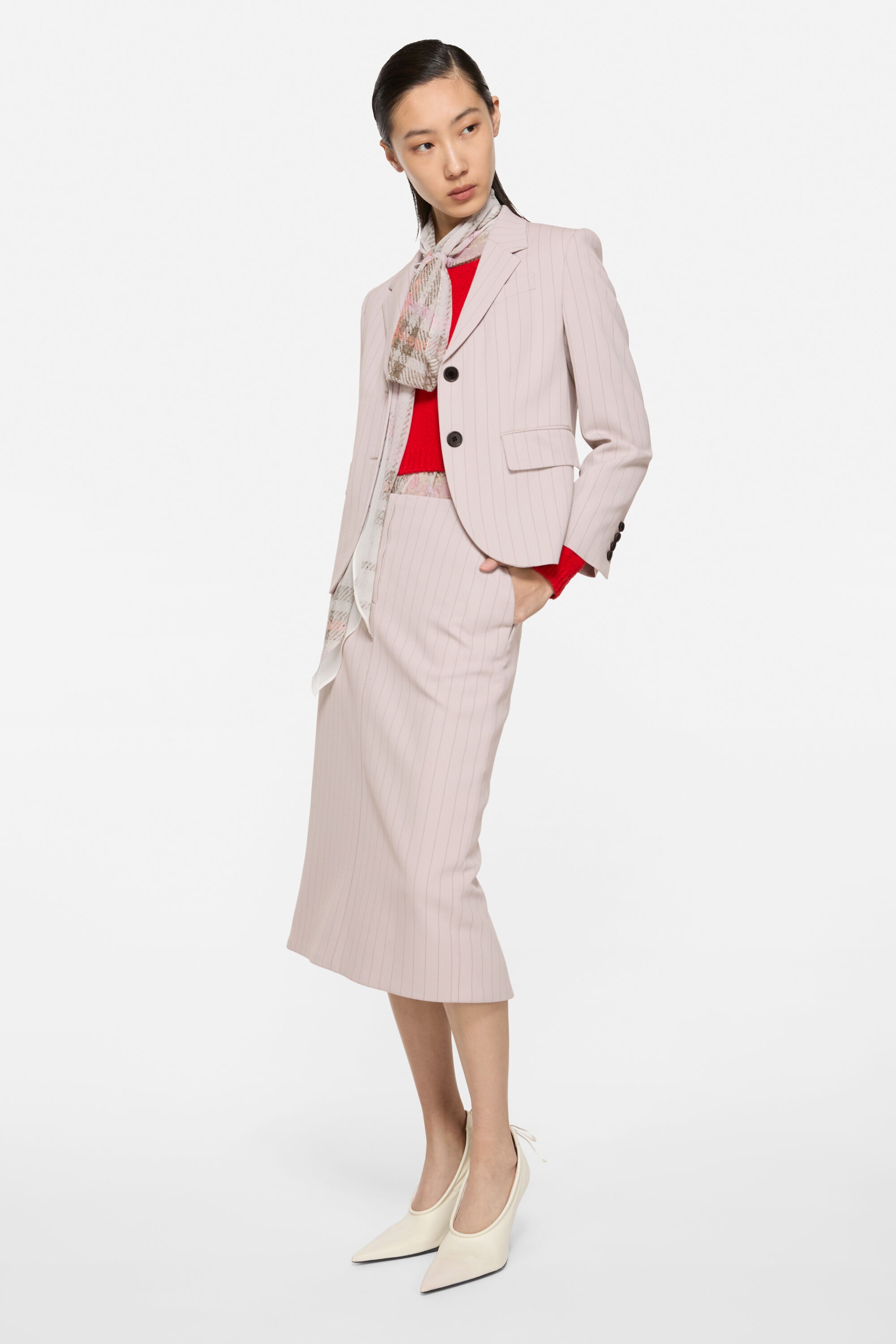 Single-breasted pinstripe jacket - Taupe beige - 2