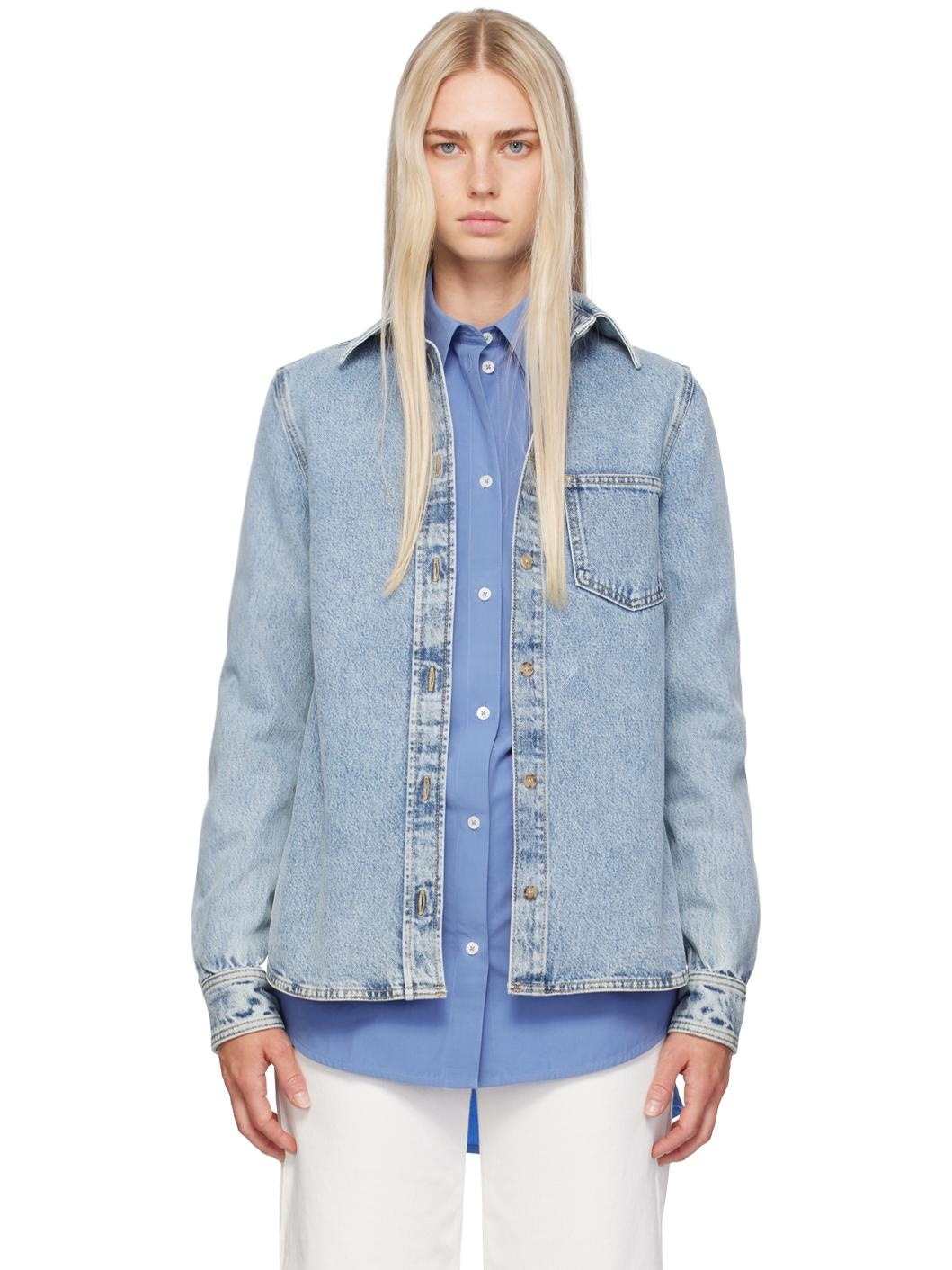 Blue Petite Denim Shirt - 1