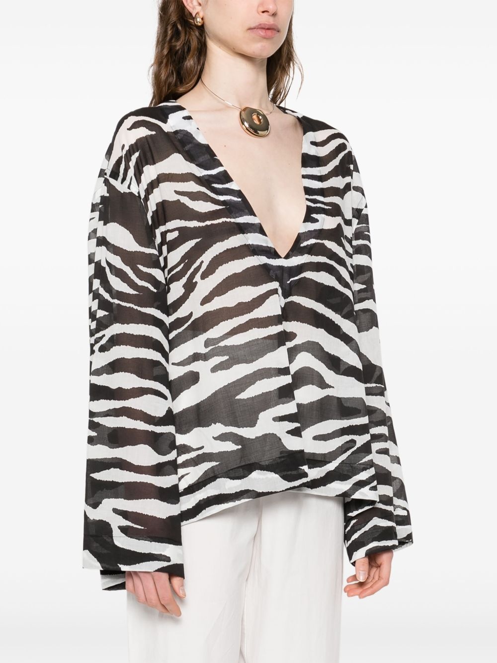 zebra-print blouse - 3