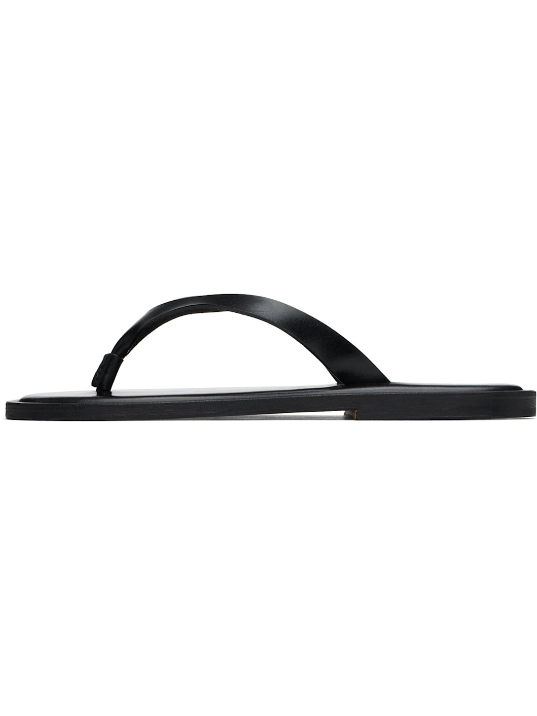 Black Leather Tong Flip-Flops - 3