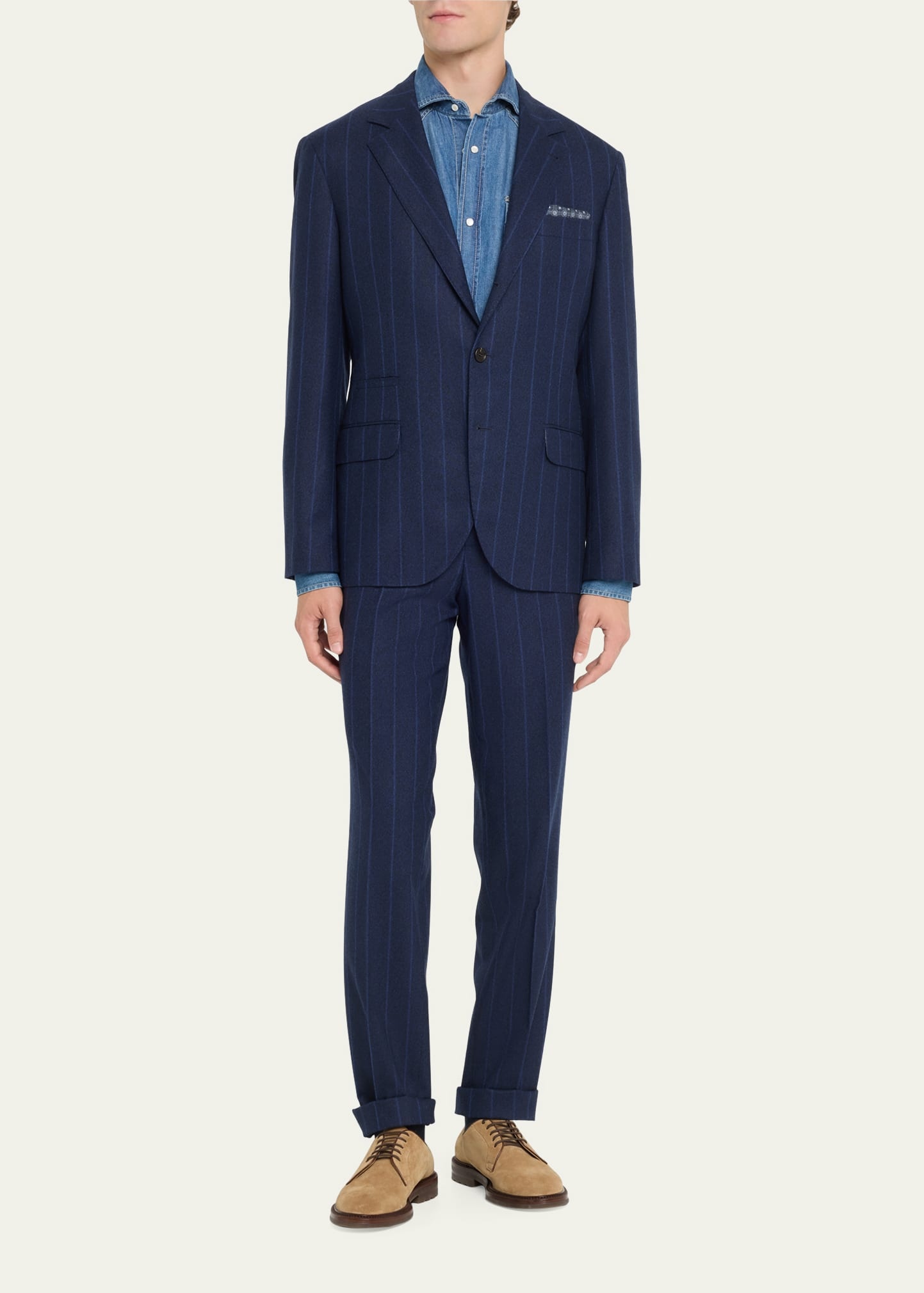Men's Striped Wool Suit - 2