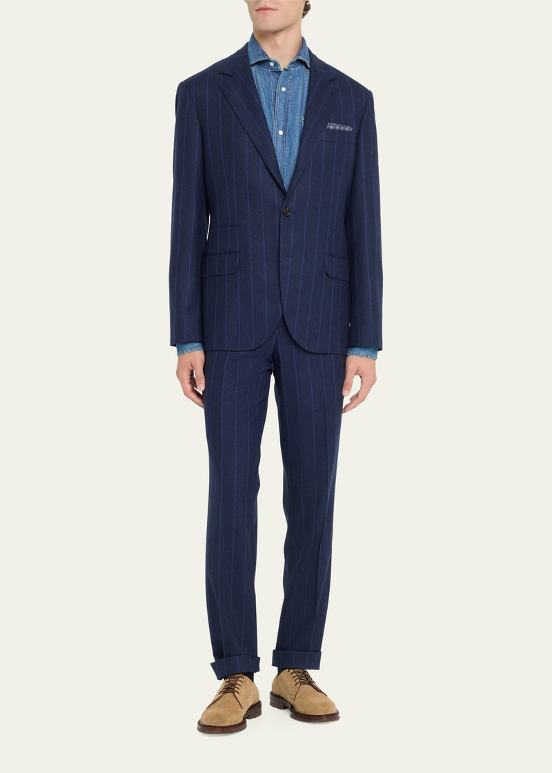 Brunello Cucinelli Men's Striped Wool Suit outlook
