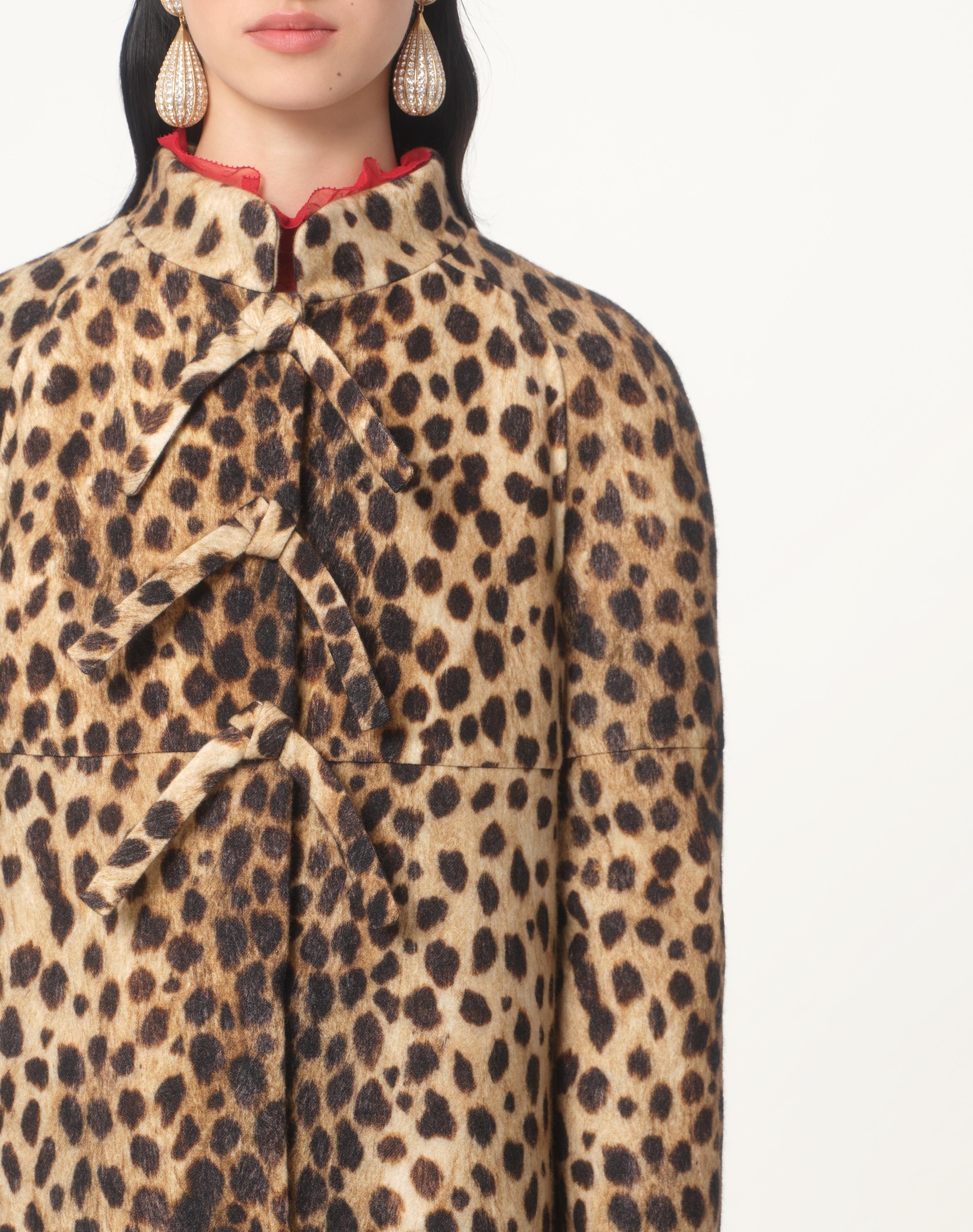 JAGUAR SPOTS PRINTED WOOL CLOTH COAT - 4