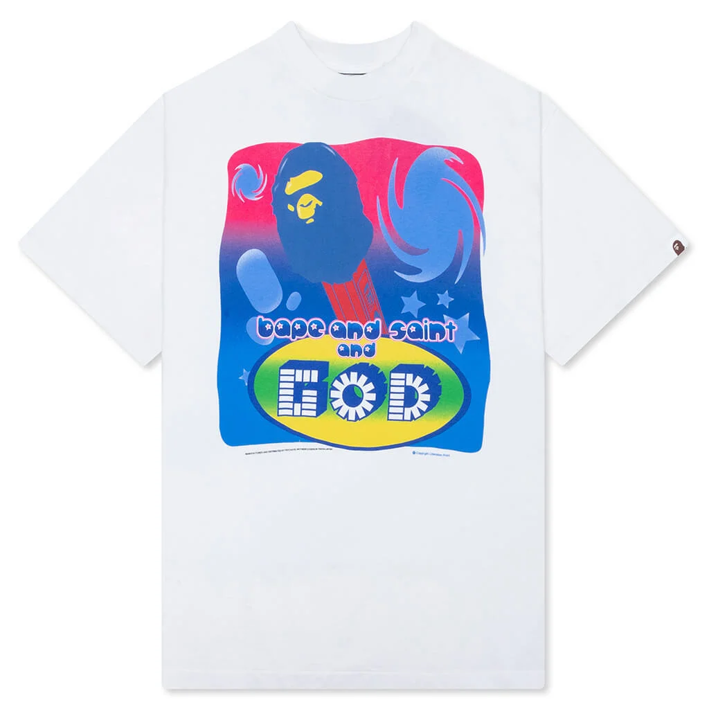 SAINT M6 X BAPE GOD S/S TEE - WHITE - 1
