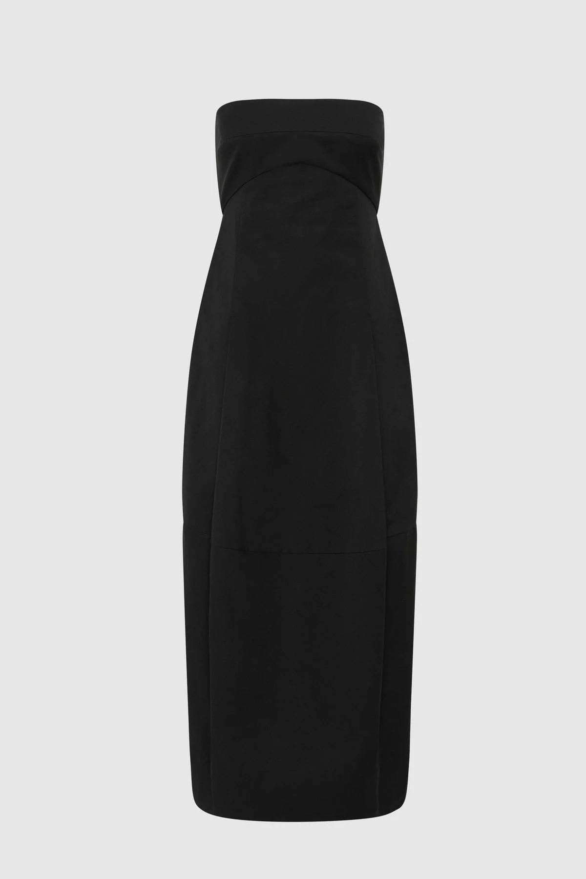 Canvas Pleat Cocoon Dress - Black - 1