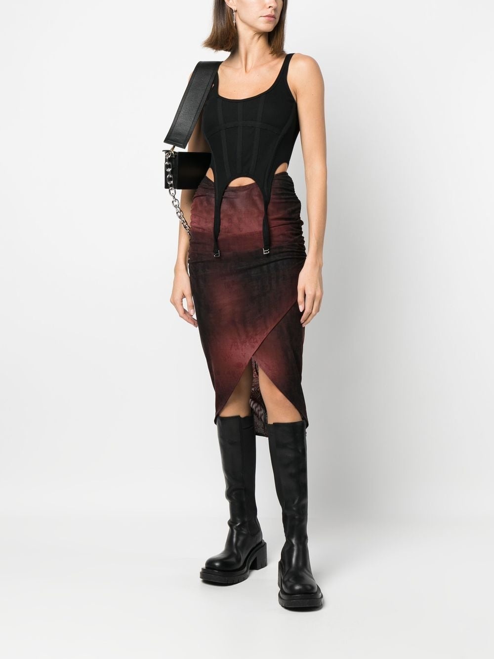 gradient-print semi-sheer midi skirt - 2