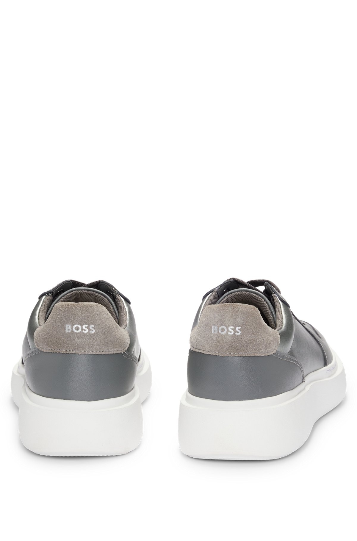 FAUX-LEATHER TRAINERS WITH SILVER-TONE DETAILS - 6
