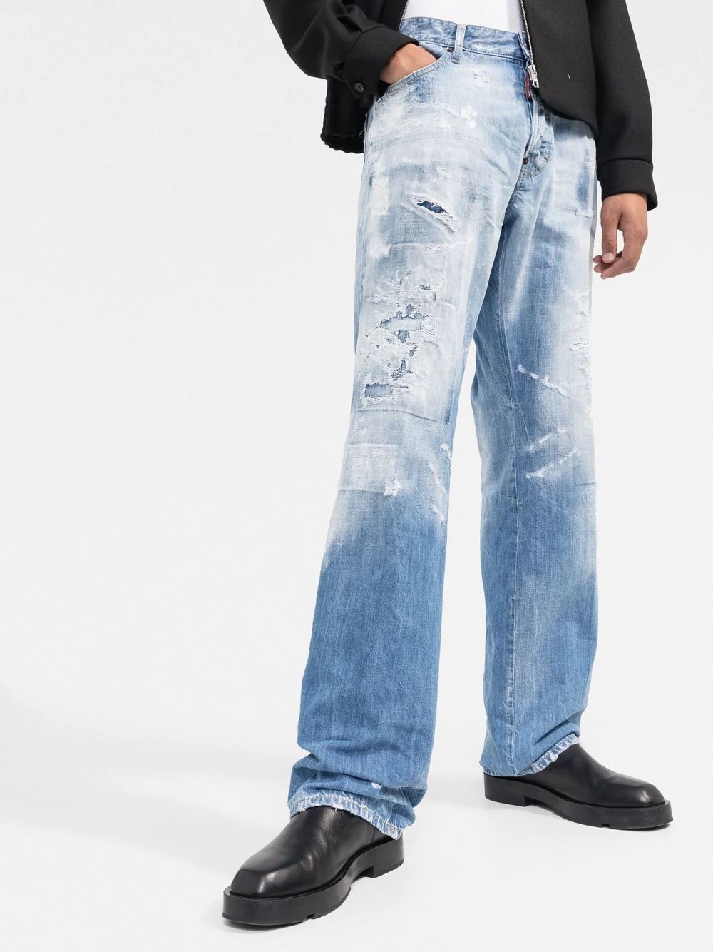 distressed bootcut jeans - 3