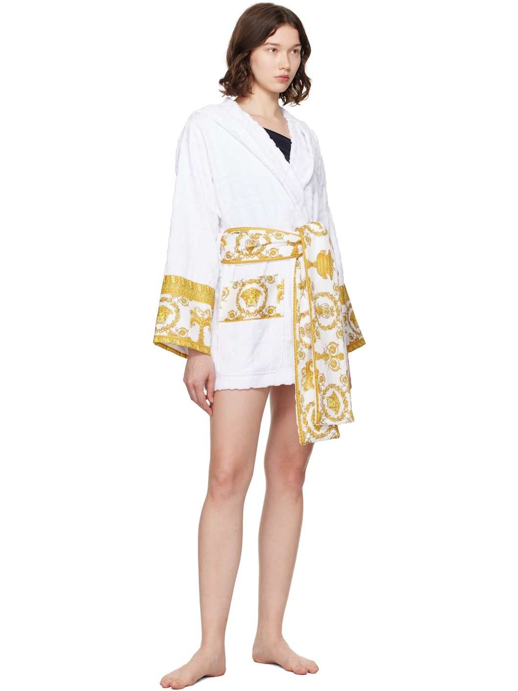 White 'I Heart Baroque' Short Bathrobe - 4