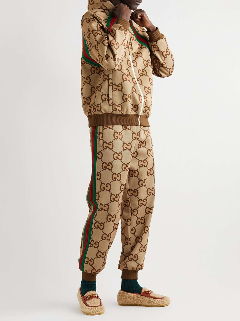 GUCCI Webbing-Trimmed Monogrammed Jersey Sweatpants outlook