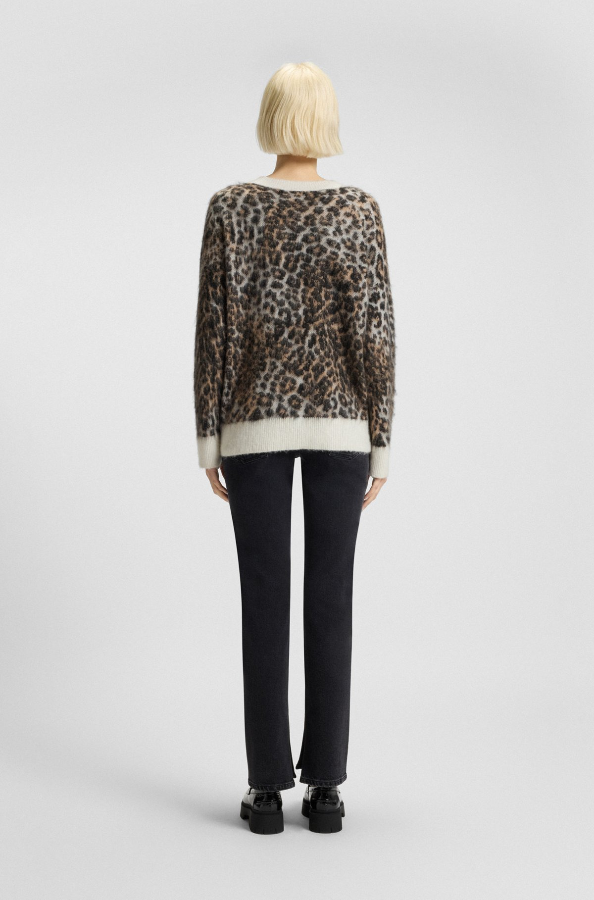 LOOSE-FIT KNITTED SWEATER WITH LEOPARD JACQUARD - 4