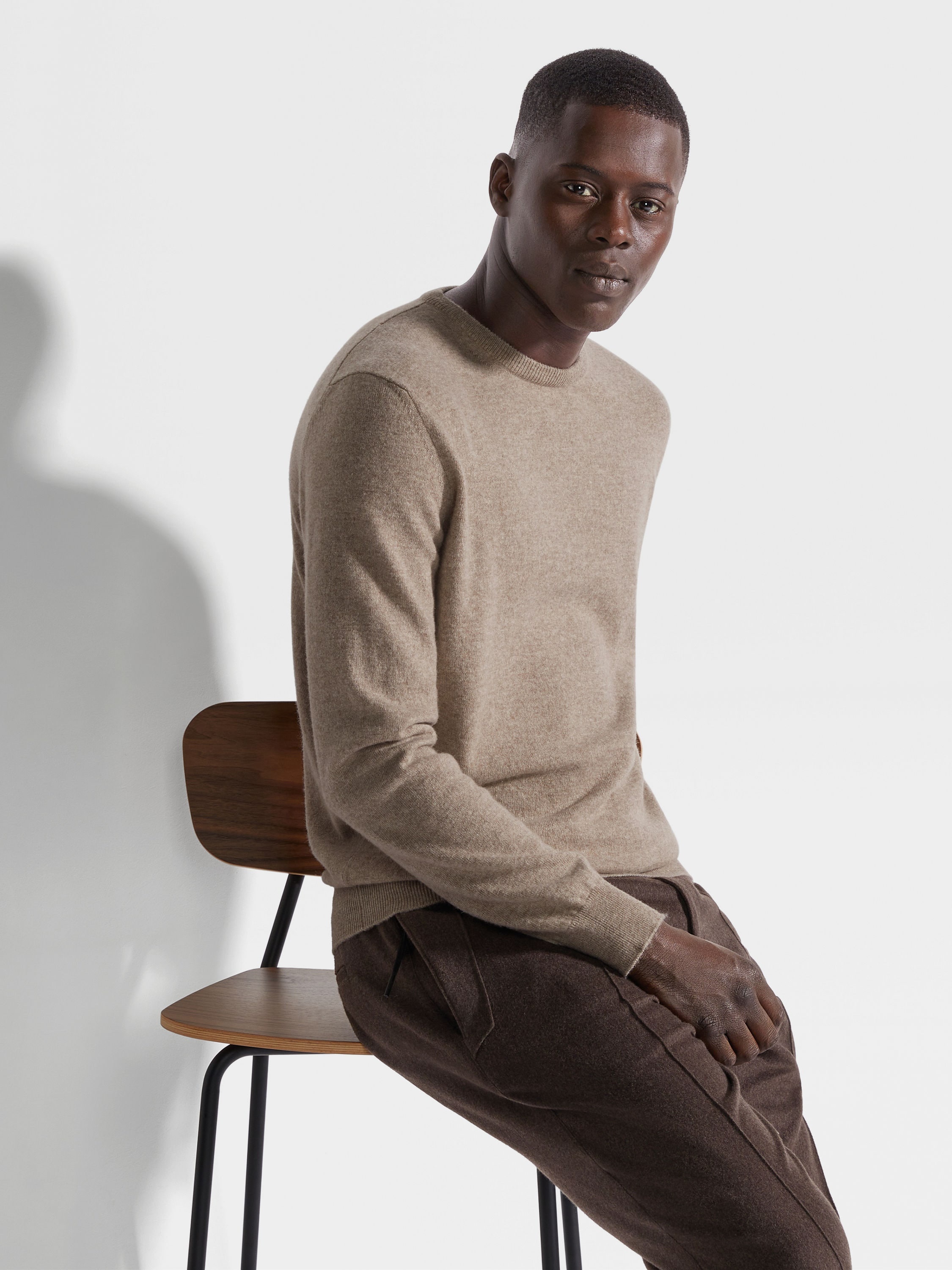 LIGHT TAUPE OASI CASHMERE CREWNECK - 3