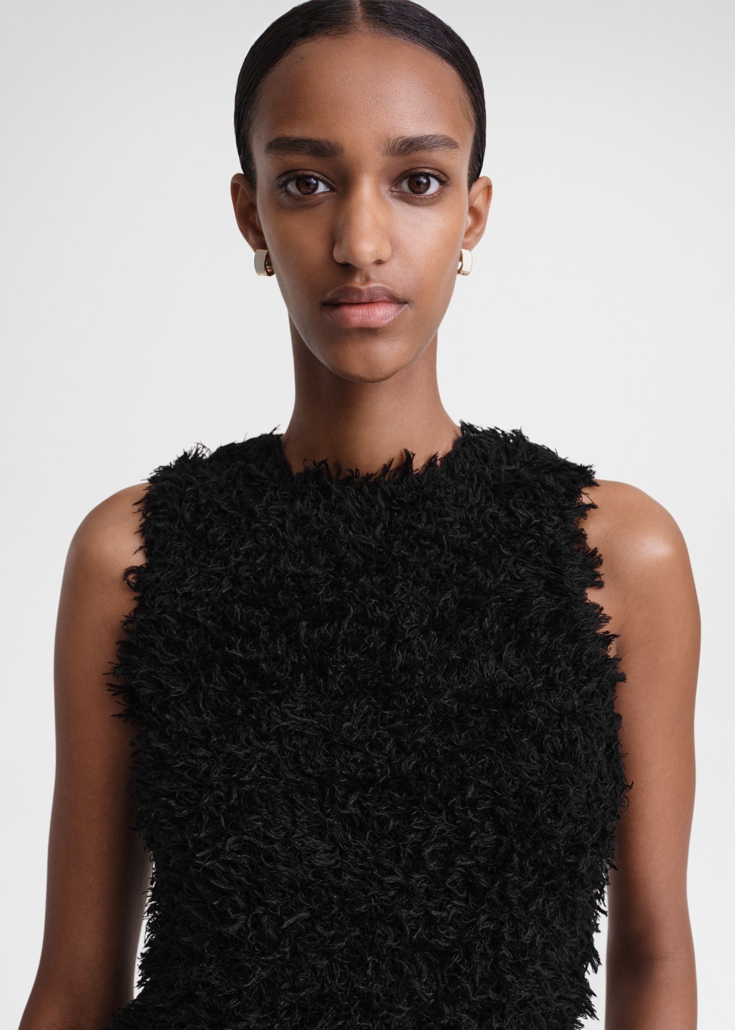 Curly mulberry silk knit black - 5