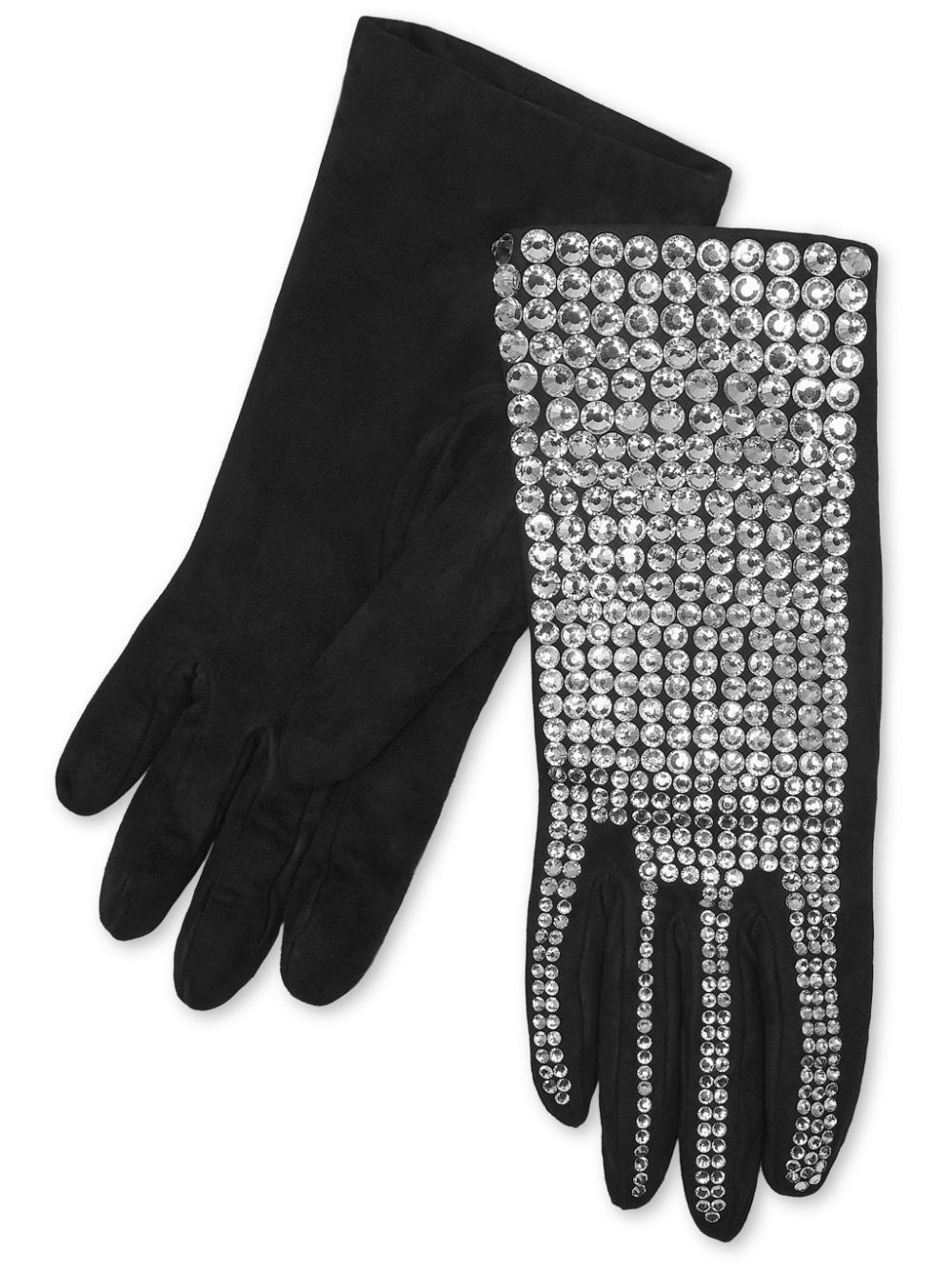 crystal-embellished suede mid-gloves - 1