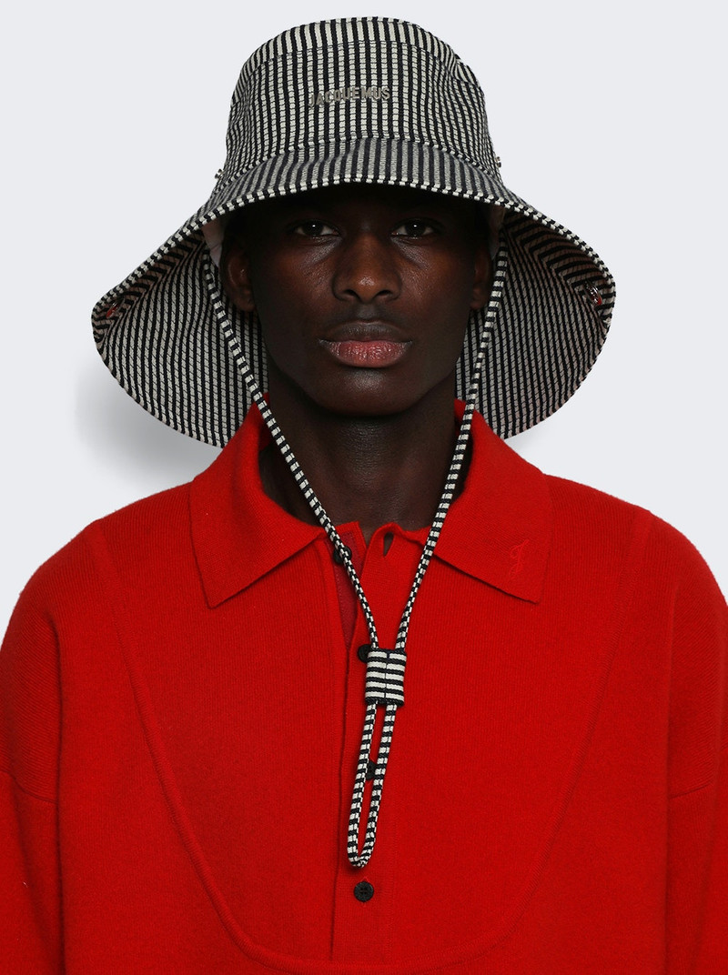 JACQUEMUS The De-nîmes Bucket Hat Navy And White Stripe outlook