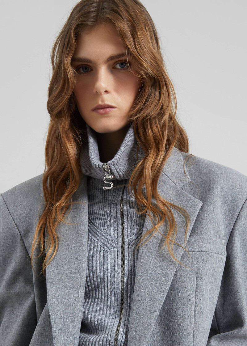 Jun Textured Blazer - Grey Melange 8
