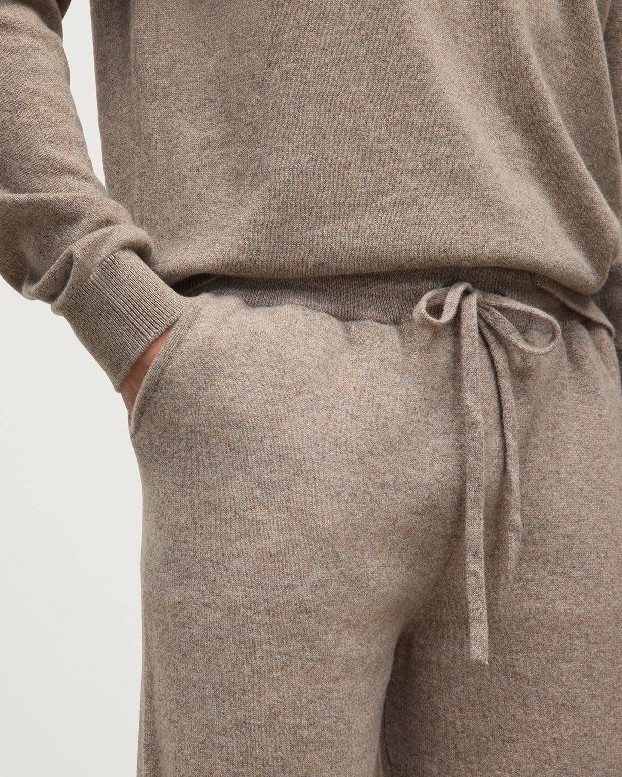 Tapered Cashmere Brown Joggers - 5