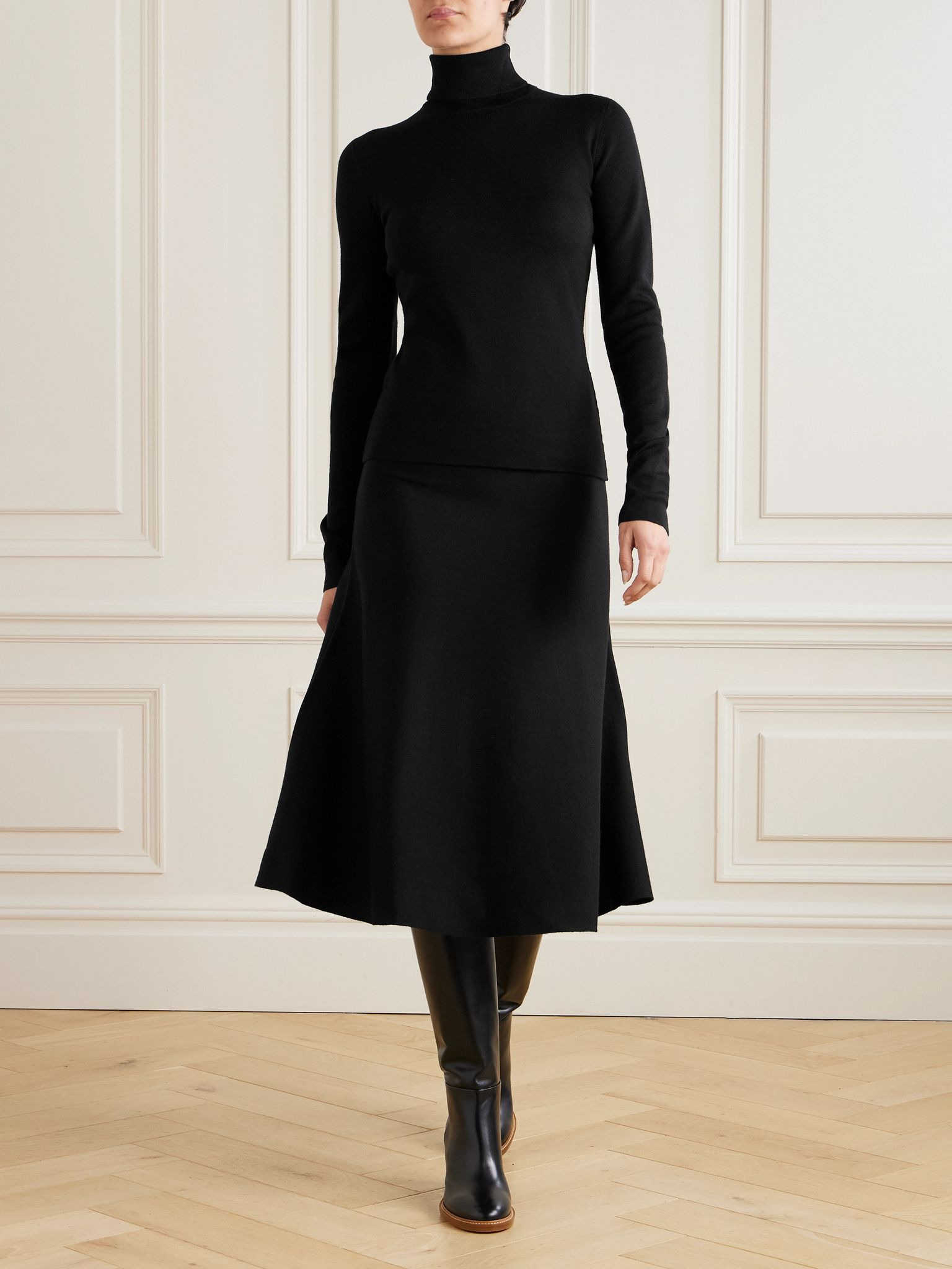 May wool, cashmere and silk-blend turtleneck sweater Black - 2