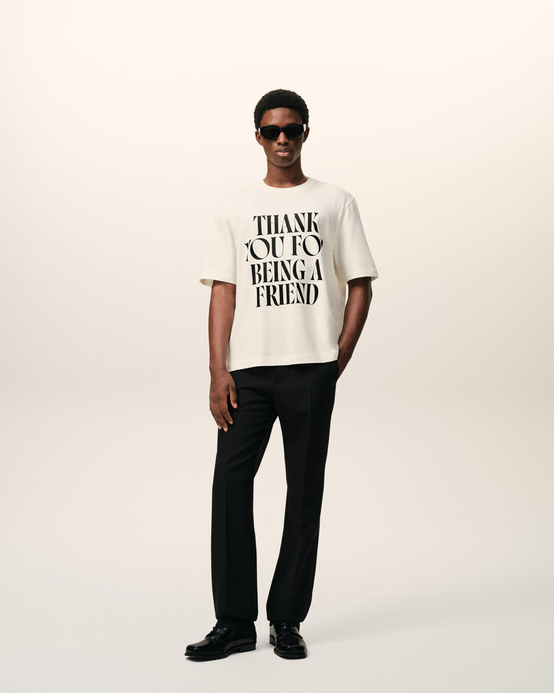 AMI Paris WHITE COTTON SIGNATURE PRINT T-SHIRT outlook