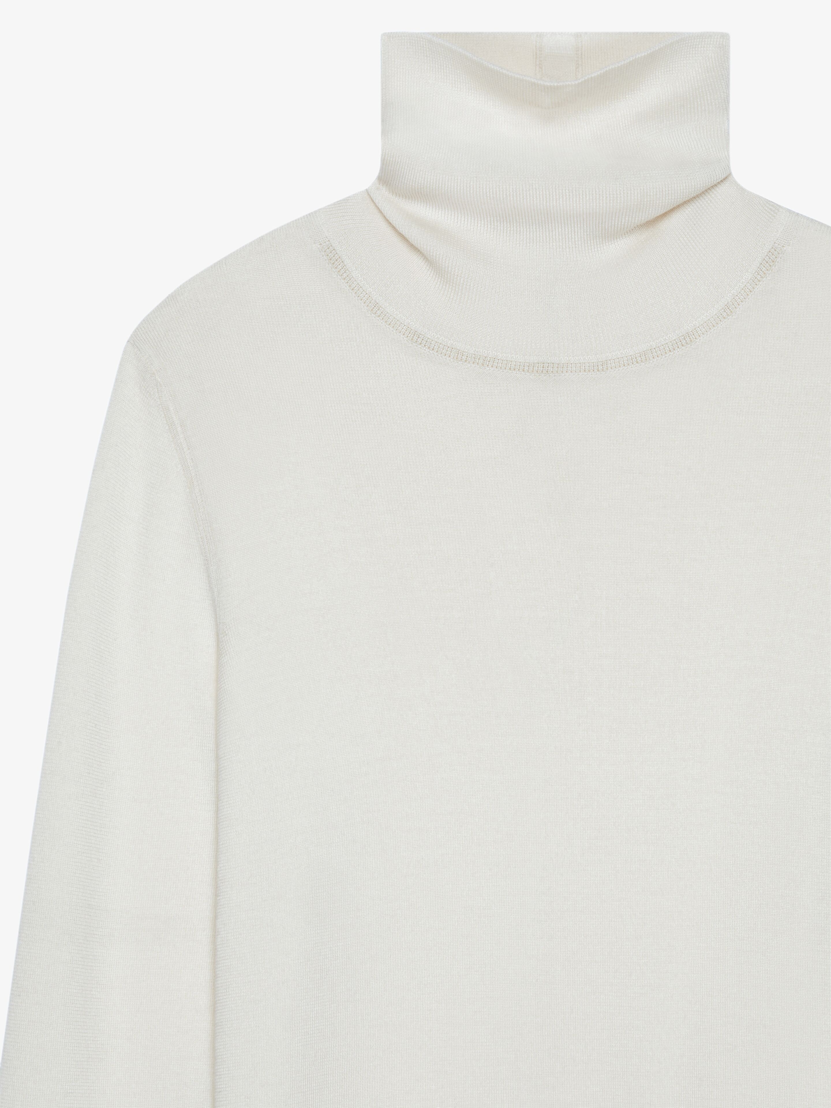 TURTLENECK SWEATER IN WOOL AND SILK WITH PEARLS - 5